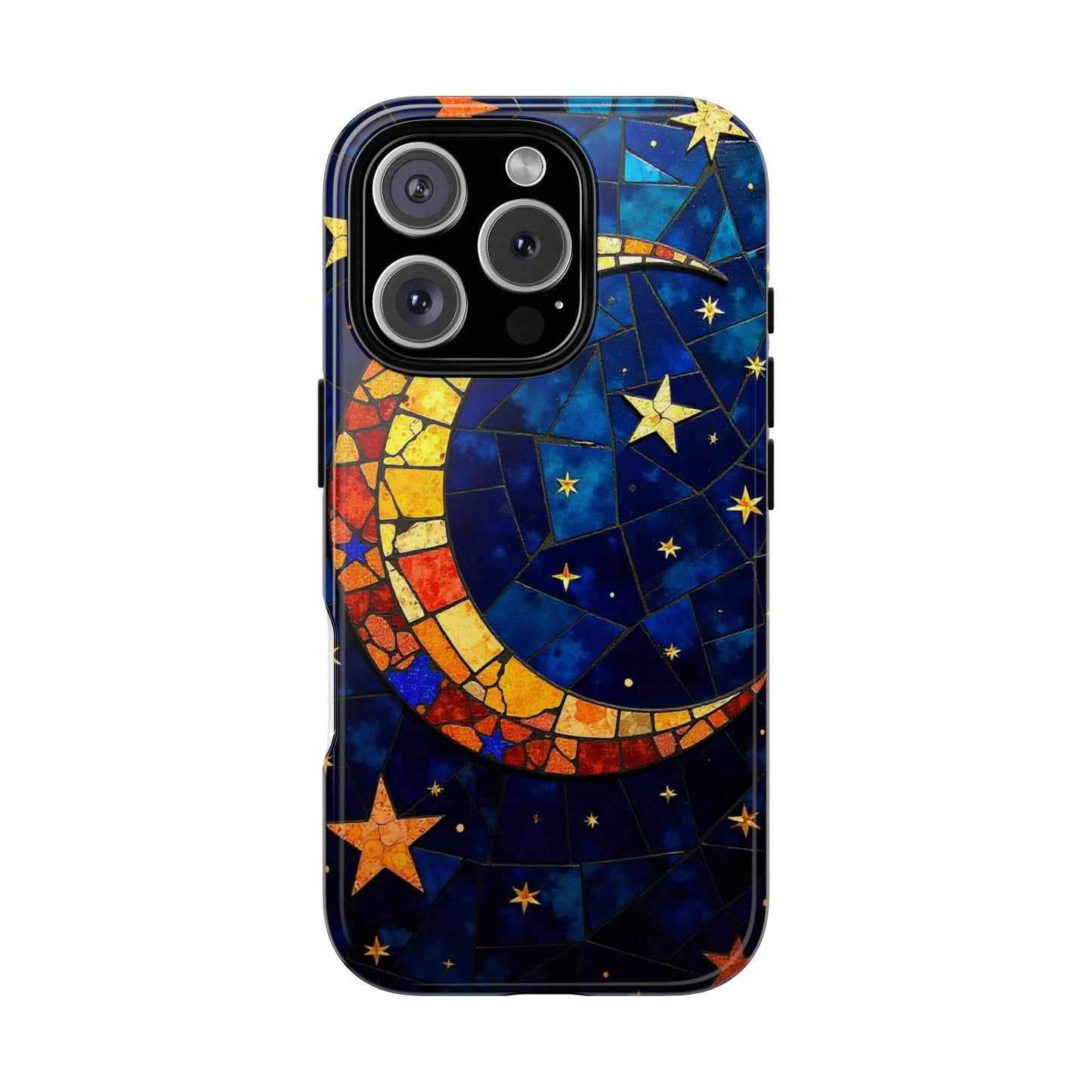 Celestial Crescent: Vibrant Moon and Stars Phone Case