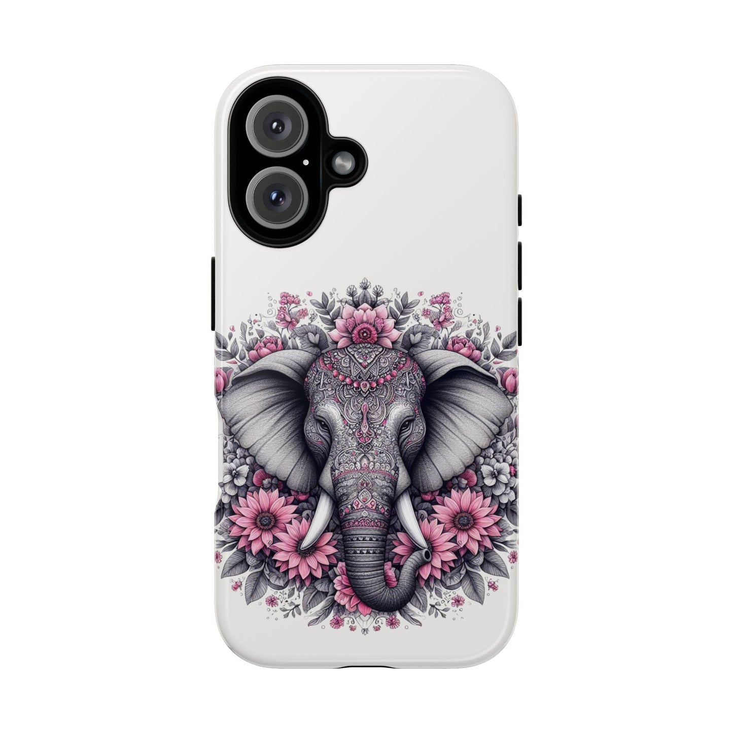 Intricate Floral Elephant Mobile Cover – Mandala-Inspired Boho Art