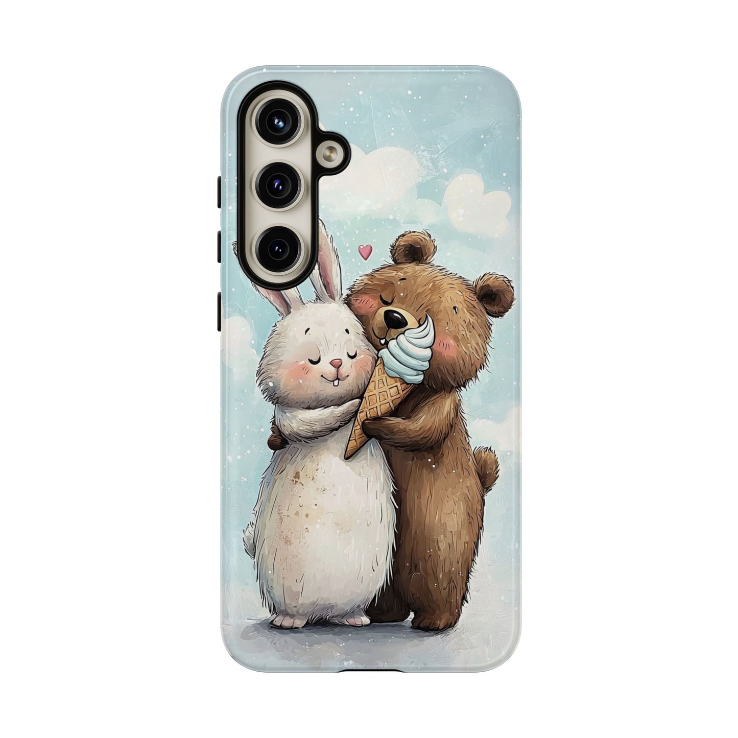 Cozy Bunny & Bear Ice Cream Love - Cute Anime Phone Case for iPhone, Samsung, Google Pixel
