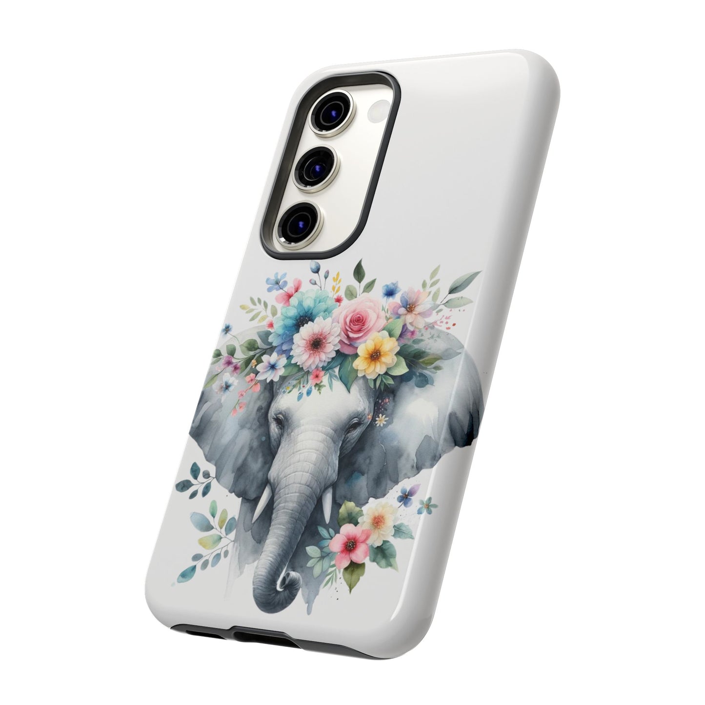 Floral Crown Elephant Mobile Cover – Elegant Watercolor Art