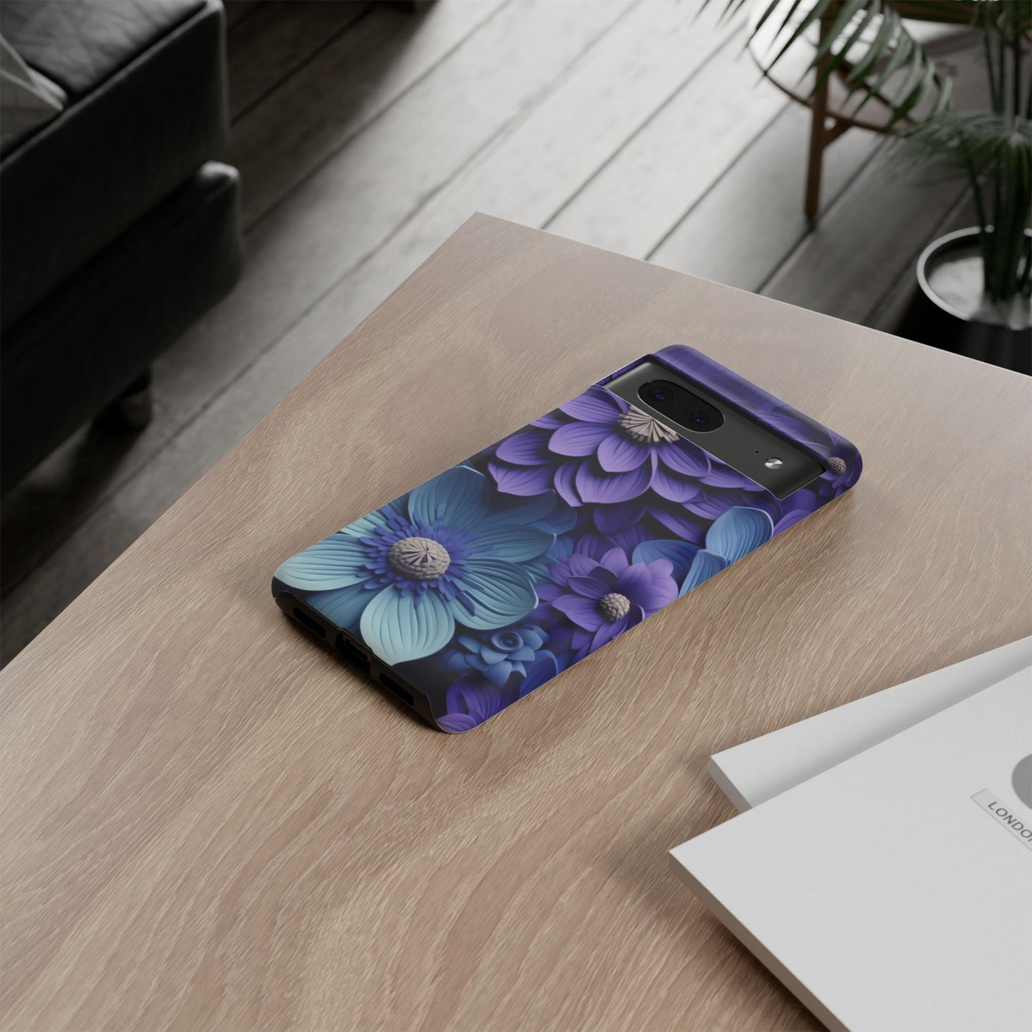 Royal Blue Floral Phone Case – Elegant & Luxurious Design
