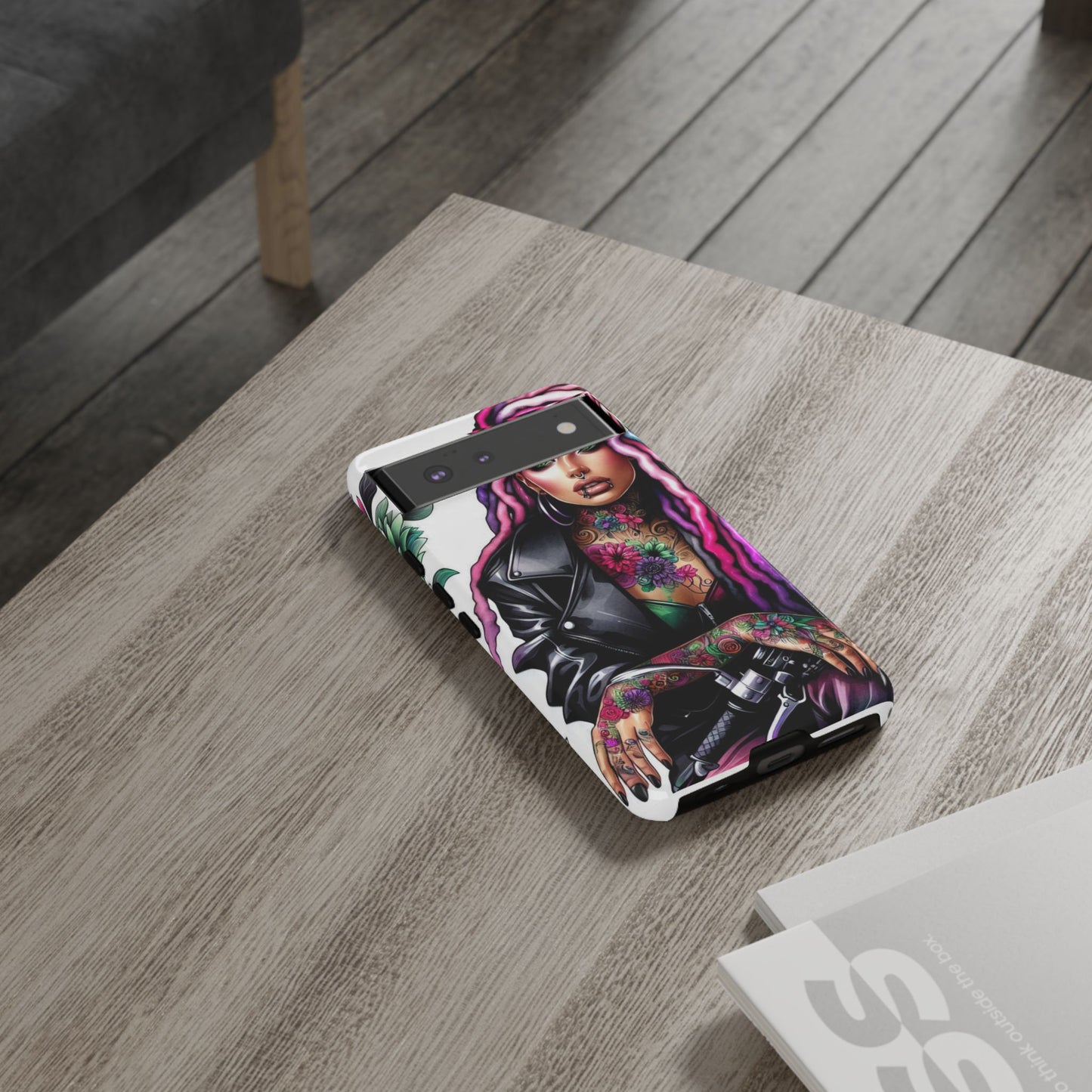Neon Rebel – Vibrant Biker Queen Mobile Cover