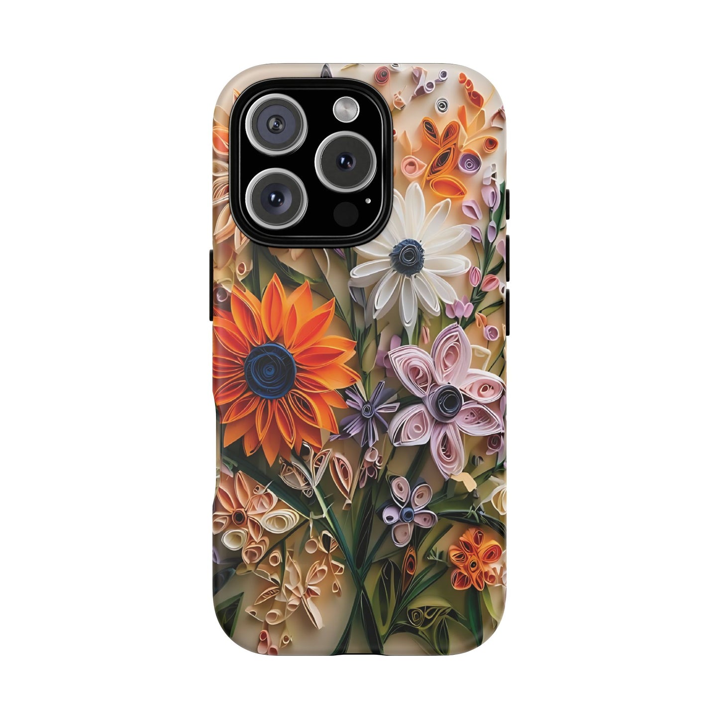 Intricate Quilled Floral Artwork In Vibrant Colors phone case design.