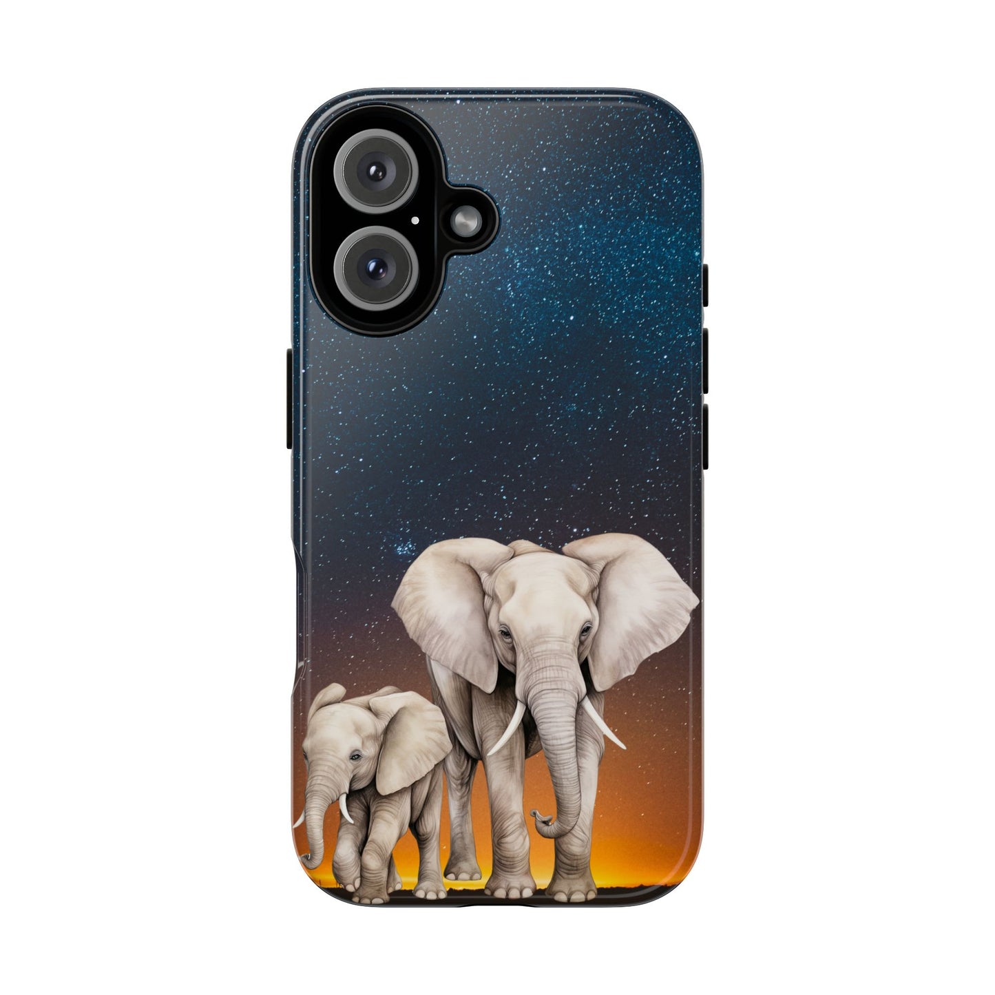 Starry Safari Elephant Family Mobile Cover – Cosmic Wildlife Aesthetic