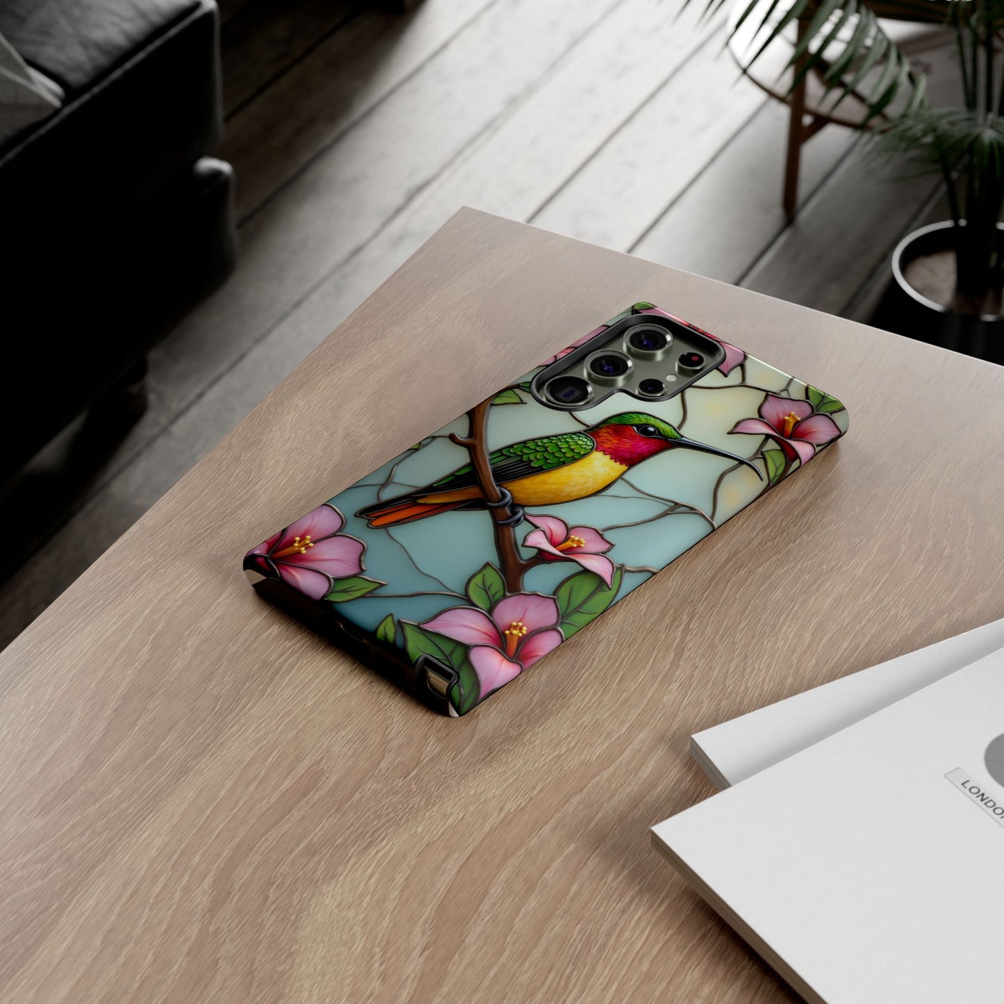Elegant Hummingbird with Floral Mosaic | Artistic Nature Design