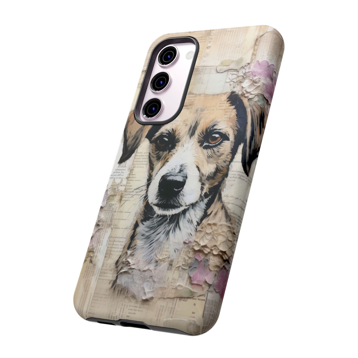 Vintage Collage Dog Portrait Mobile Cover – Artistic Mixed Media Design