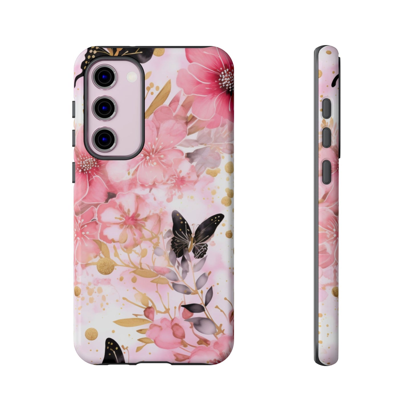 Pink Blossom & Gold Butterfly Mobile Case