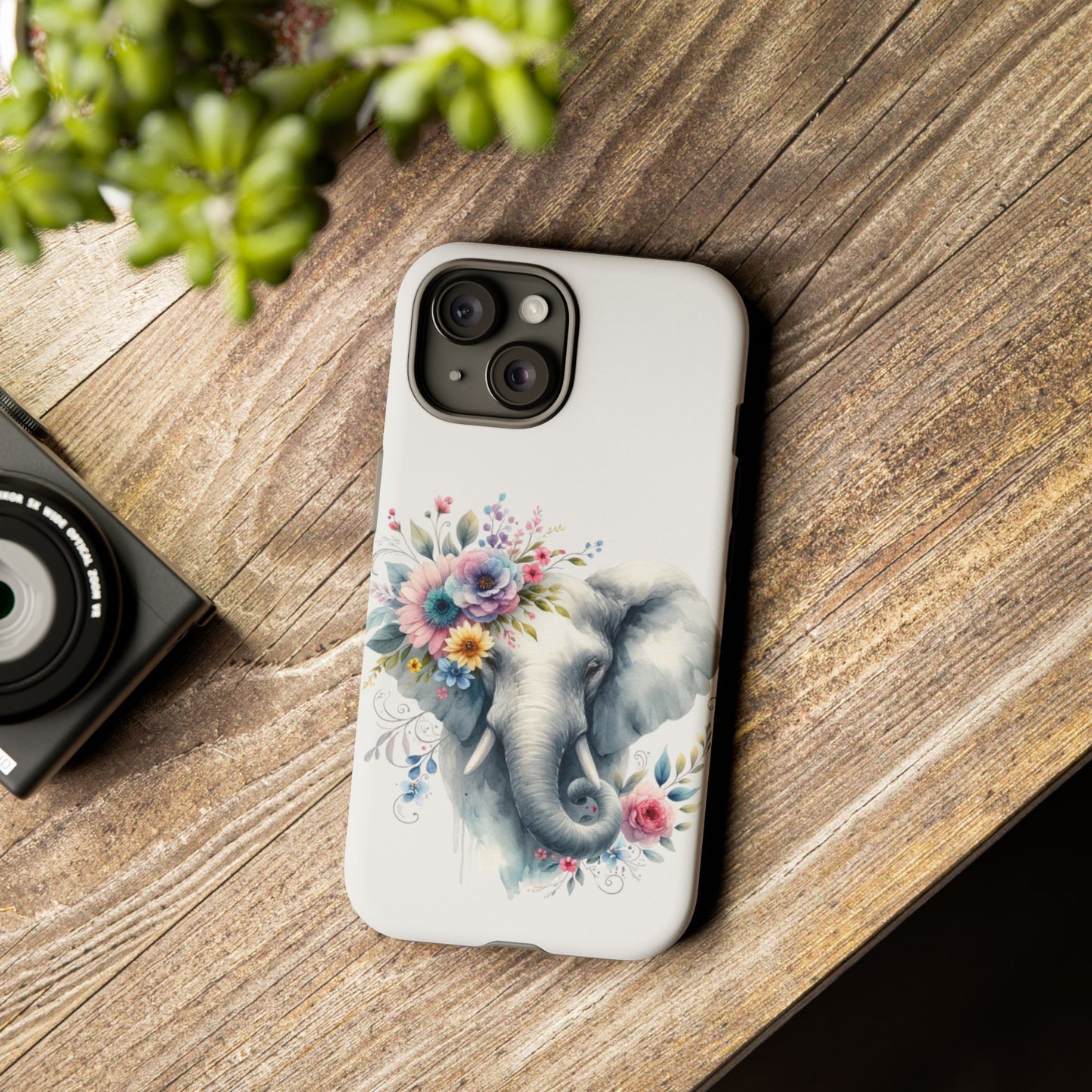 Floral Elephant Mobile Cover – Elegant Watercolor Art