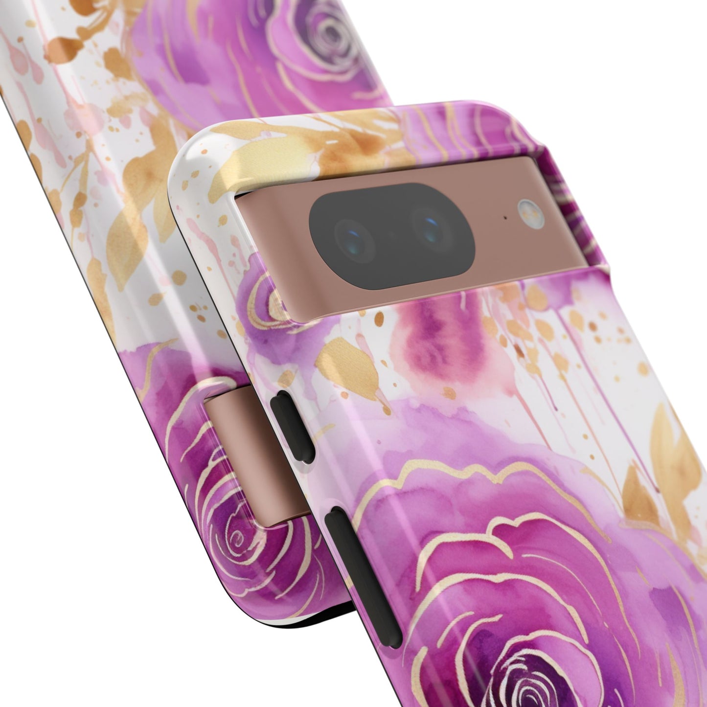 Elegant Purple-Gold Watercolor Rose Mobile Case