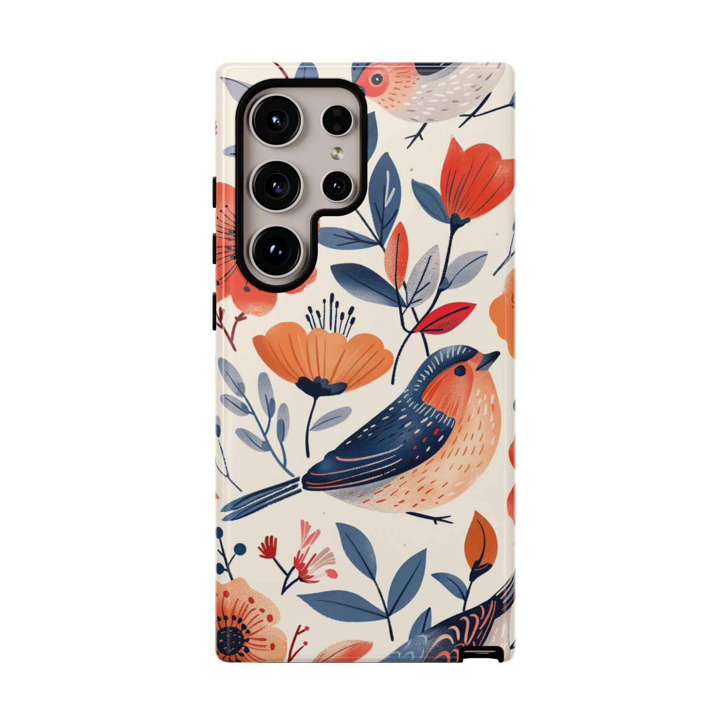 Floral Bird Phone Case - Elegant Nature-Inspired Cover for iPhone, Samsung & Google Pixel