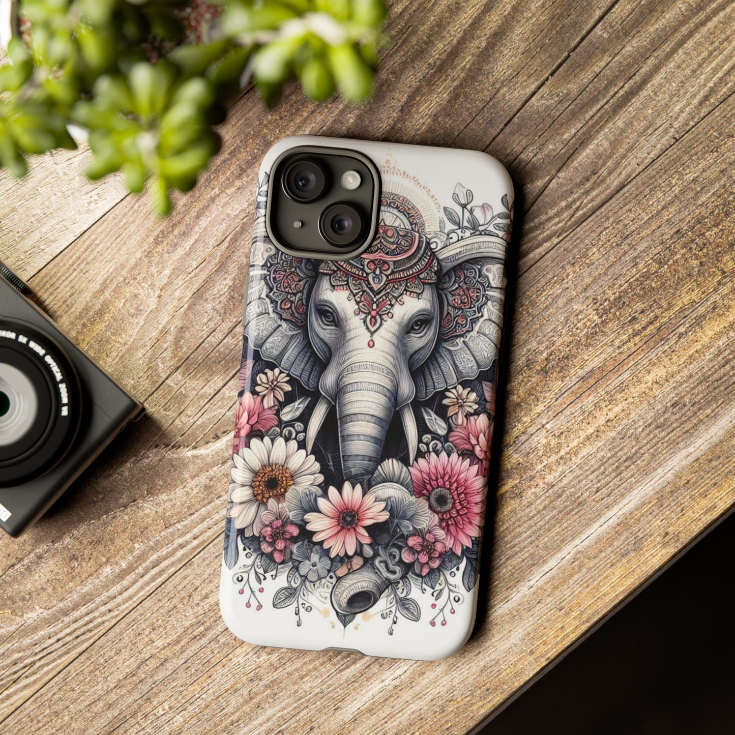 Royal Elephant Mandala Phone Case – Intricate Bohemian Floral Design