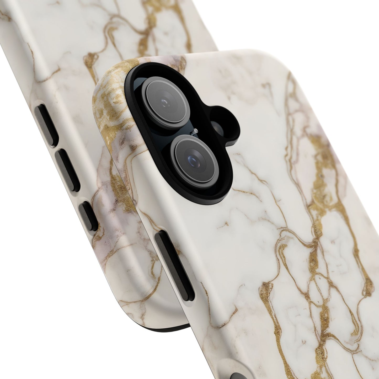 Elegant White and Gold Marble Case Design