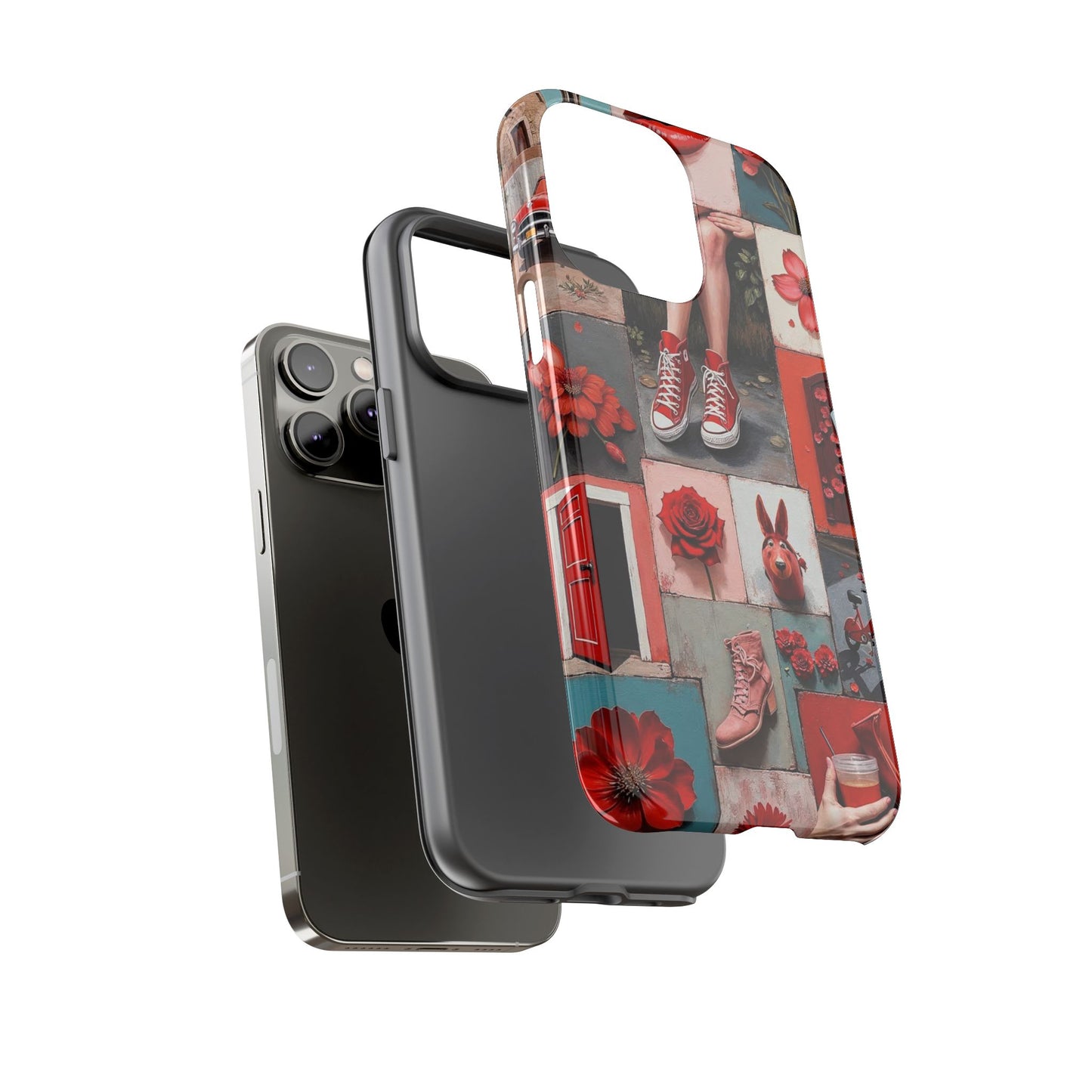 Red Sneakers & Roses Collage Phone Case