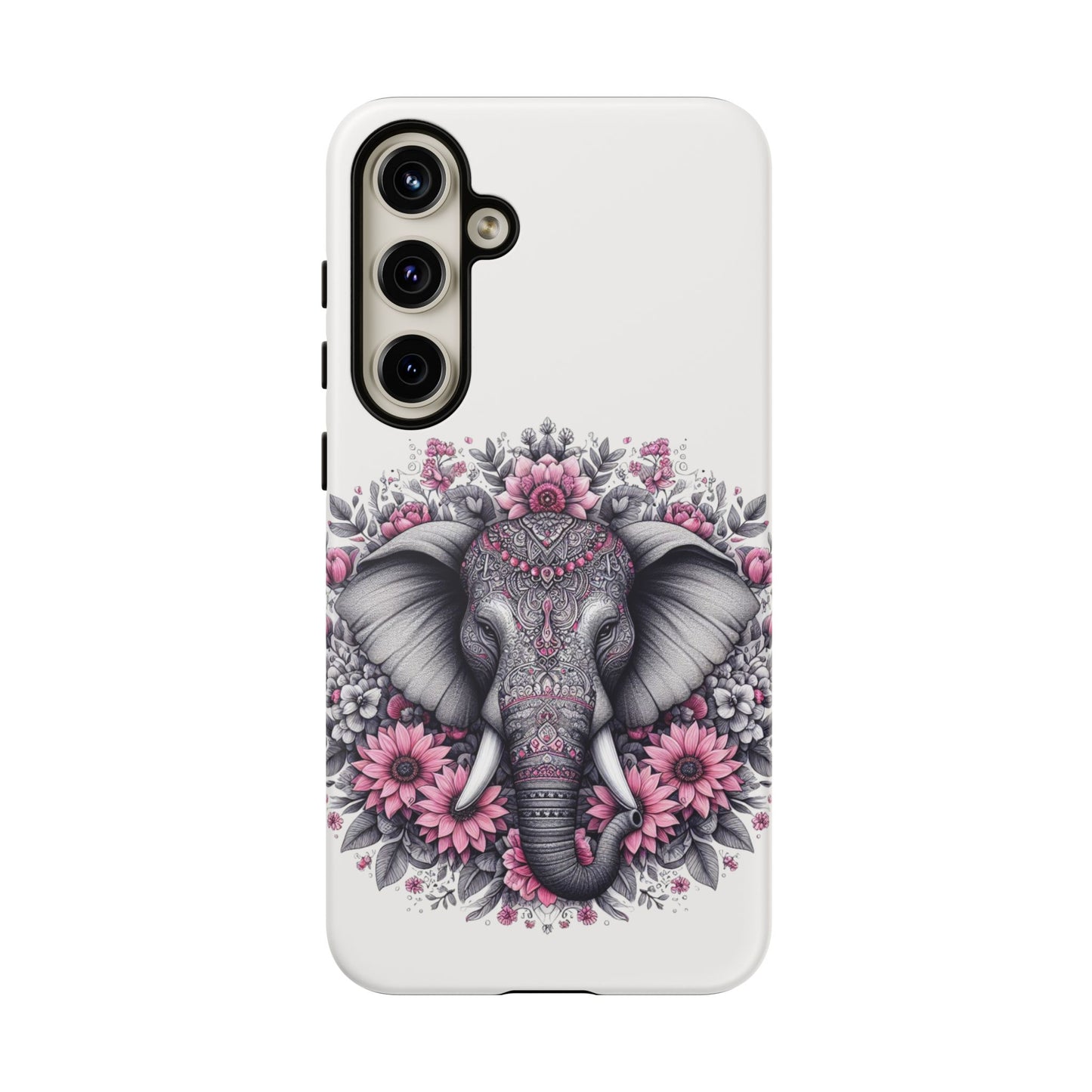 Intricate Floral Elephant Mobile Cover – Mandala-Inspired Boho Art