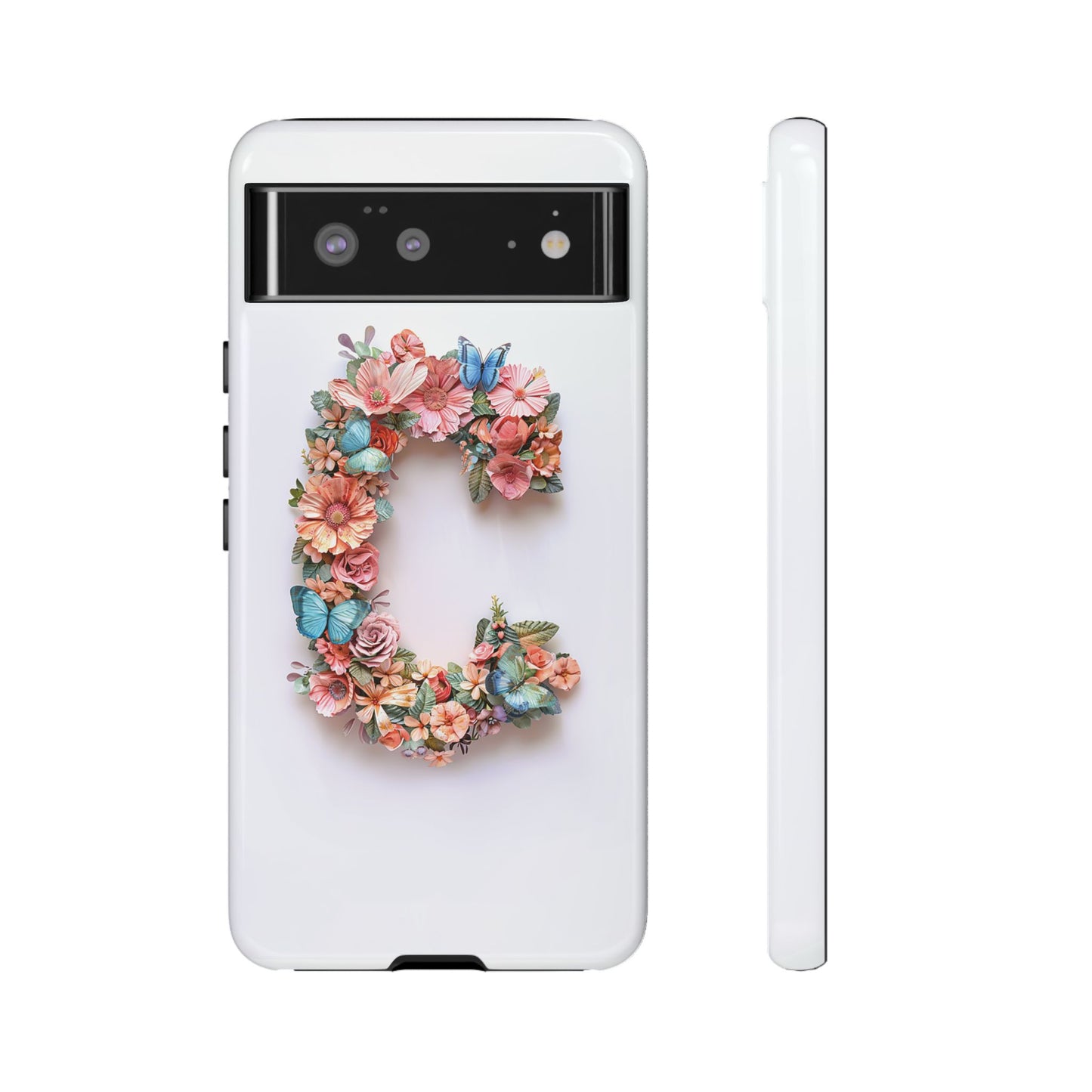 Floral Letter C Phone Case β Personalized Aesthetic Cover for iPhone, Samsung & Google Pixel
