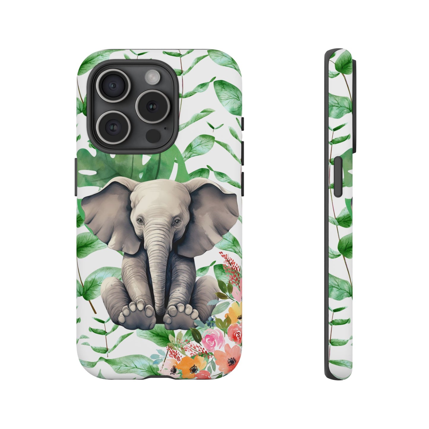 Cute Baby Elephant Mobile Cover – Floral & Tropical Aesthetic