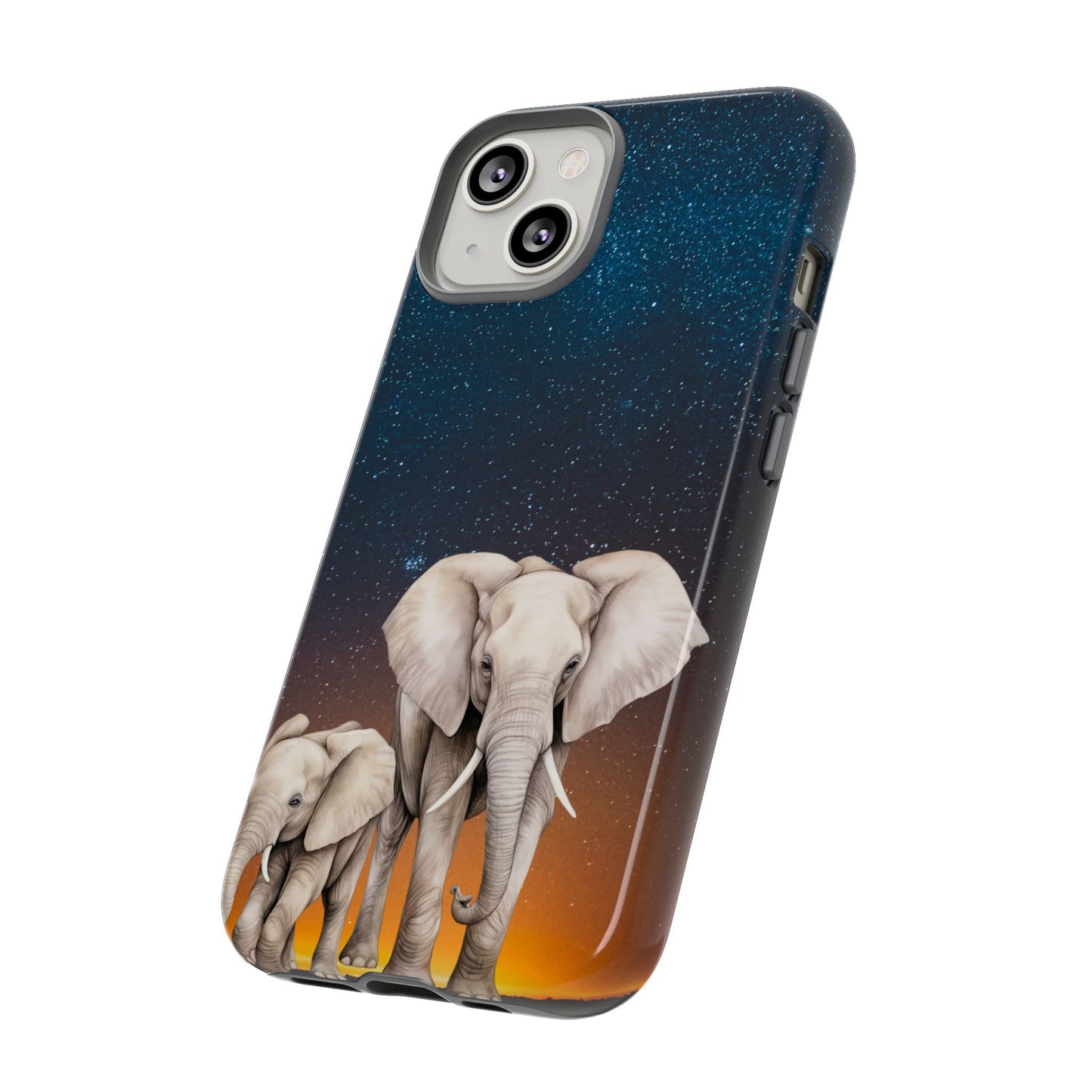 Starry Safari Elephant Family Mobile Cover – Cosmic Wildlife Aesthetic