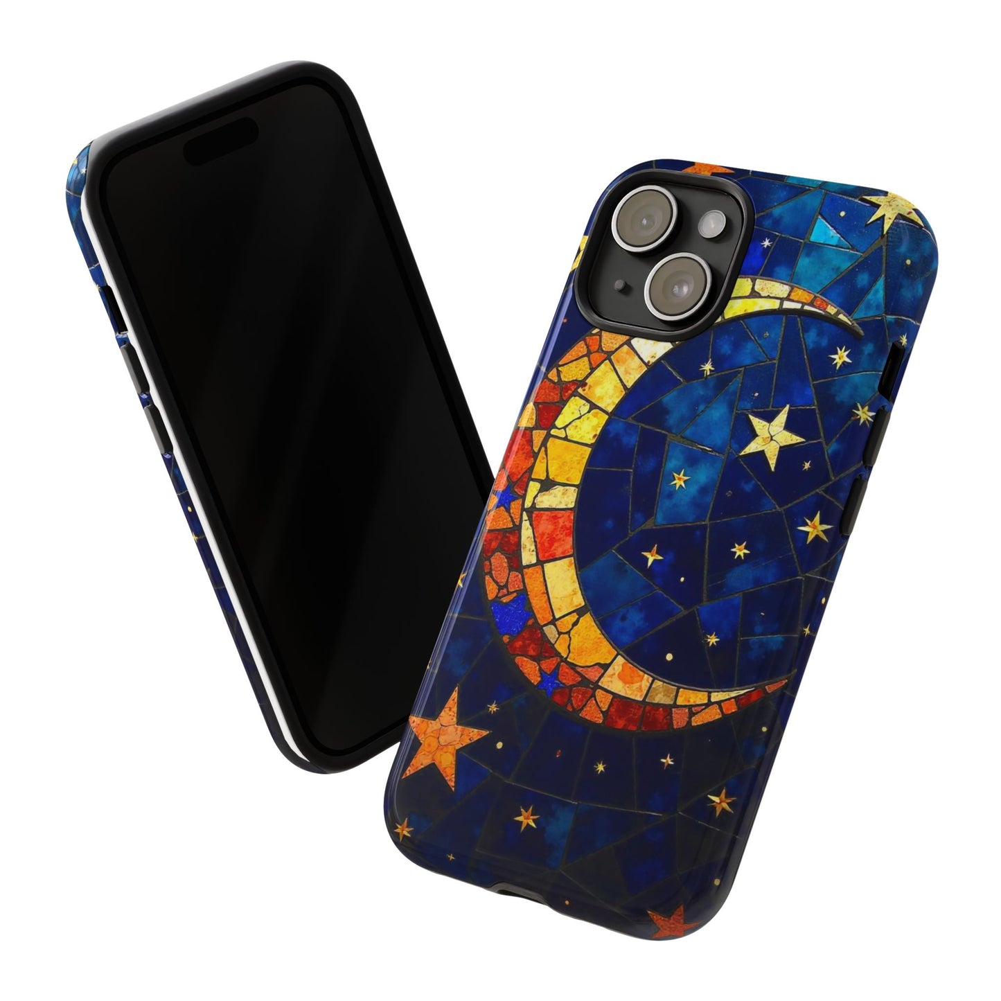 Celestial Crescent: Vibrant Moon and Stars Phone Case