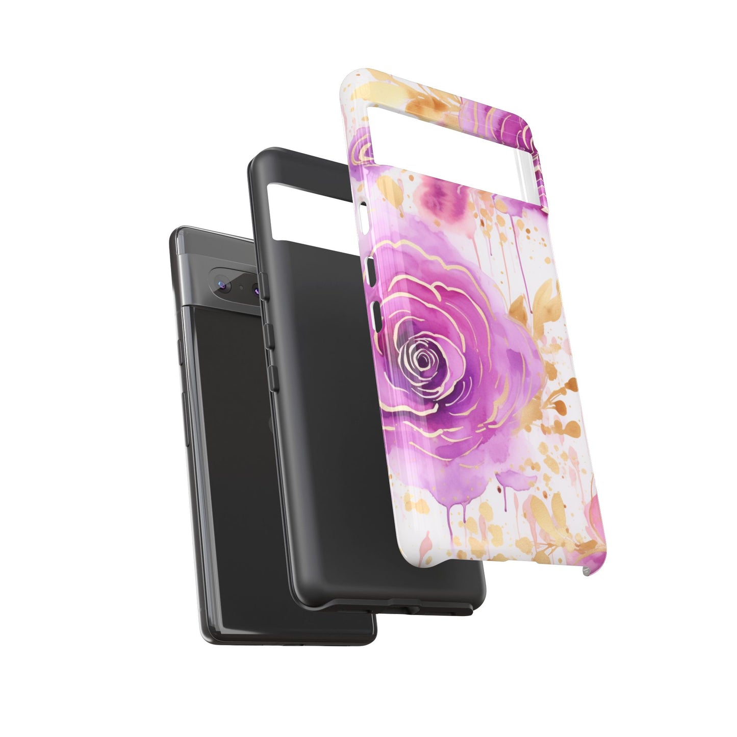 Elegant Purple-Gold Watercolor Rose Mobile Case