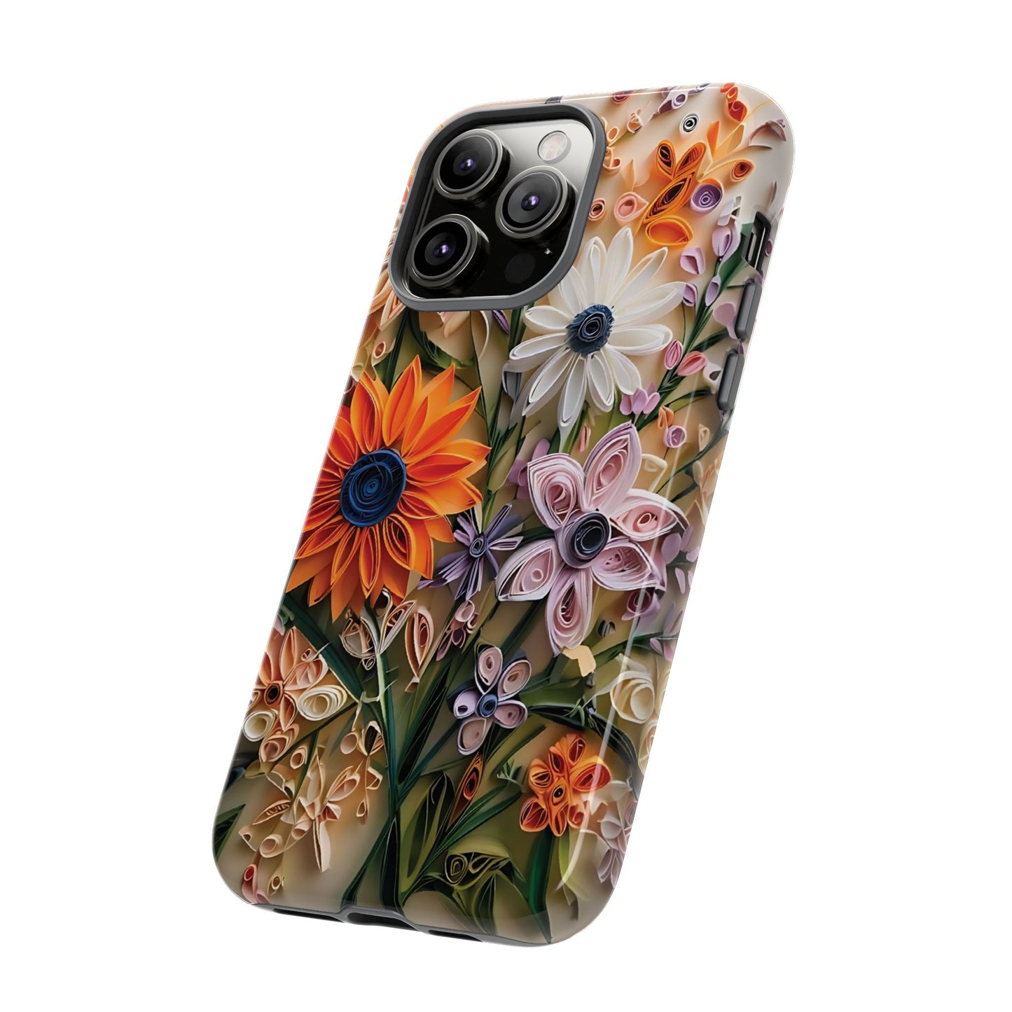 Intricate Quilled Floral Artwork In Vibrant Colors phone case design.