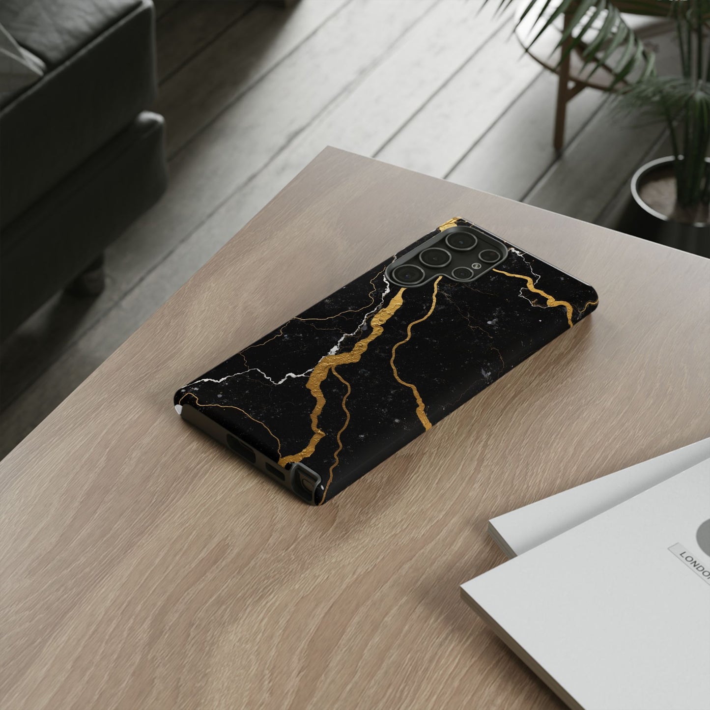 Black & Gold Marble Design Illustration Design Phone Case