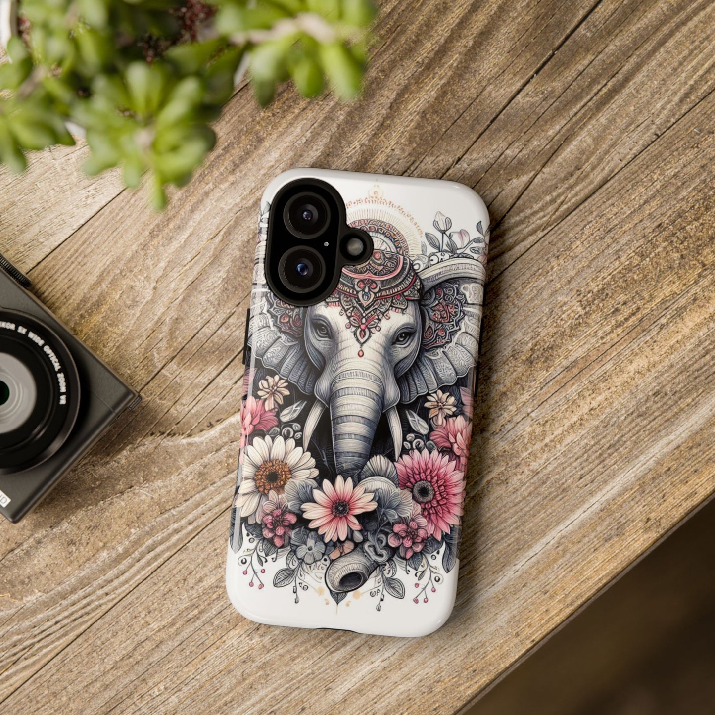 Royal Elephant Mandala Phone Case – Intricate Bohemian Floral Design