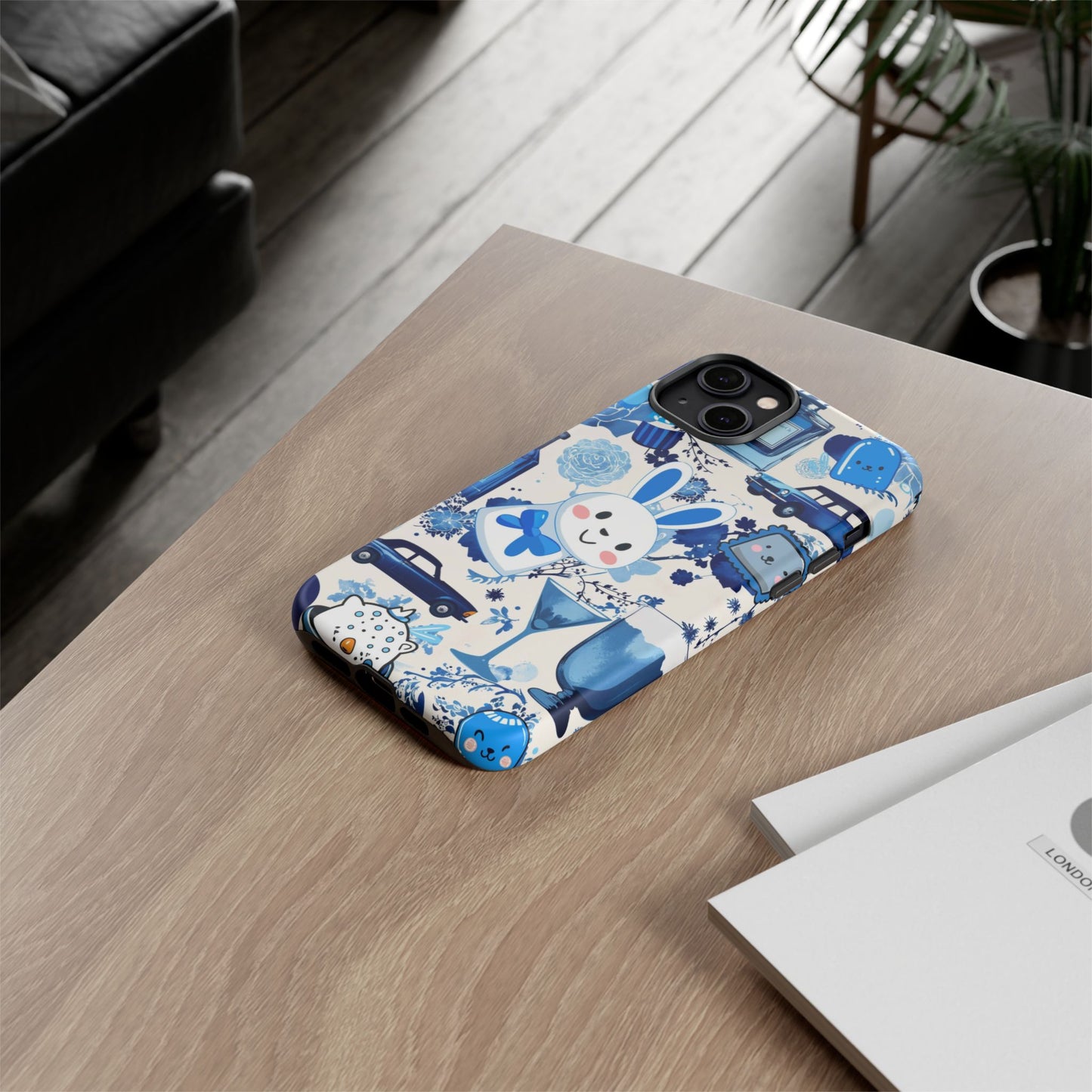 Blue Bunny & Car Themed Phone Case
