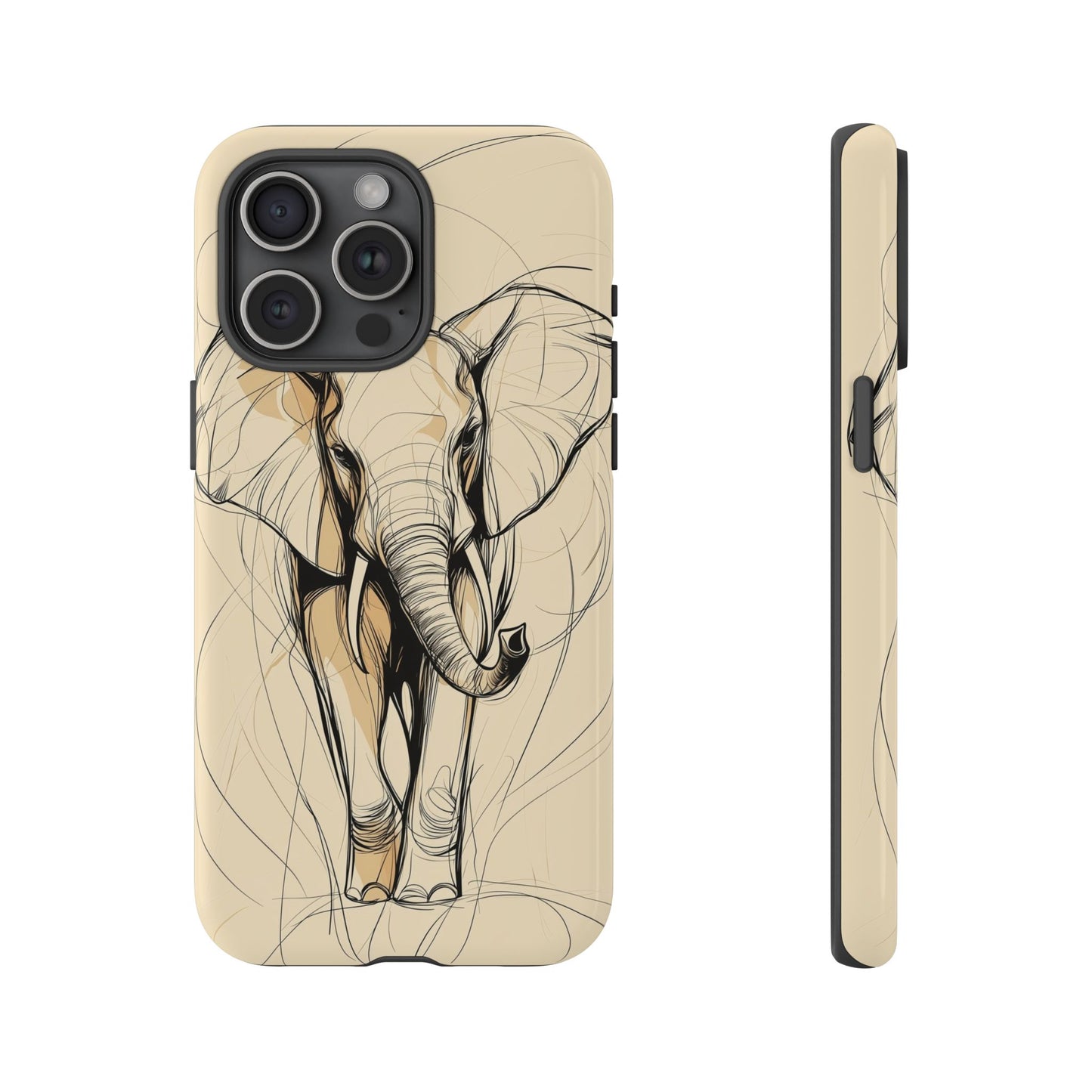 Majestic March: Dynamic Elephant Line Art Phone Case for iPhone, Samsung & Pixel