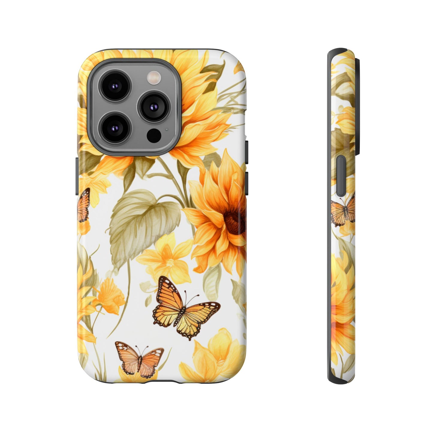 Golden Sunflower & Butterfly Phone Case – Warm & Elegant