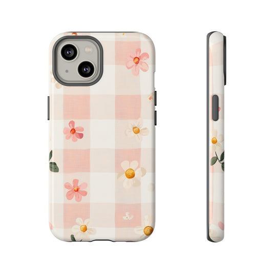 Sweet Gingham Blossoms – Cottagecore Phone Case for iPhone, google Pixel & Samsung
