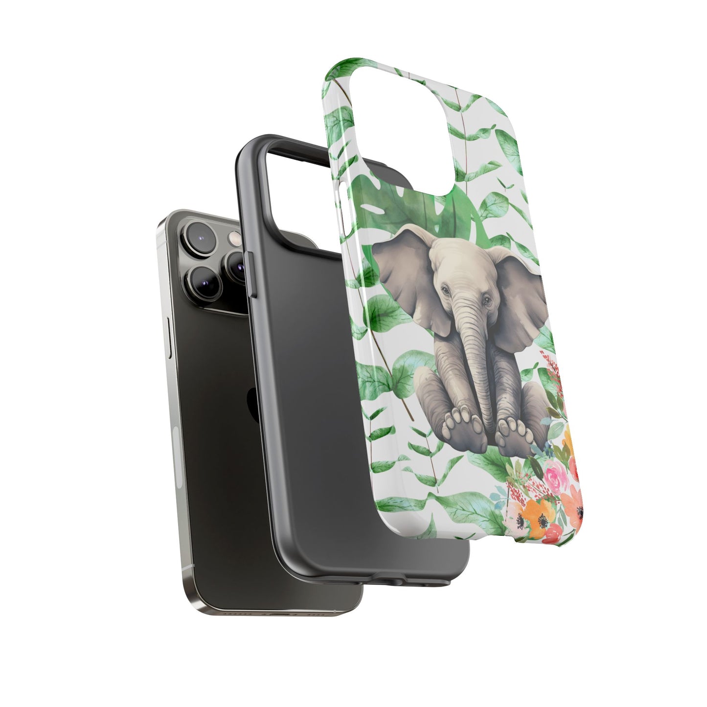 Cute Baby Elephant Mobile Cover – Floral & Tropical Aesthetic