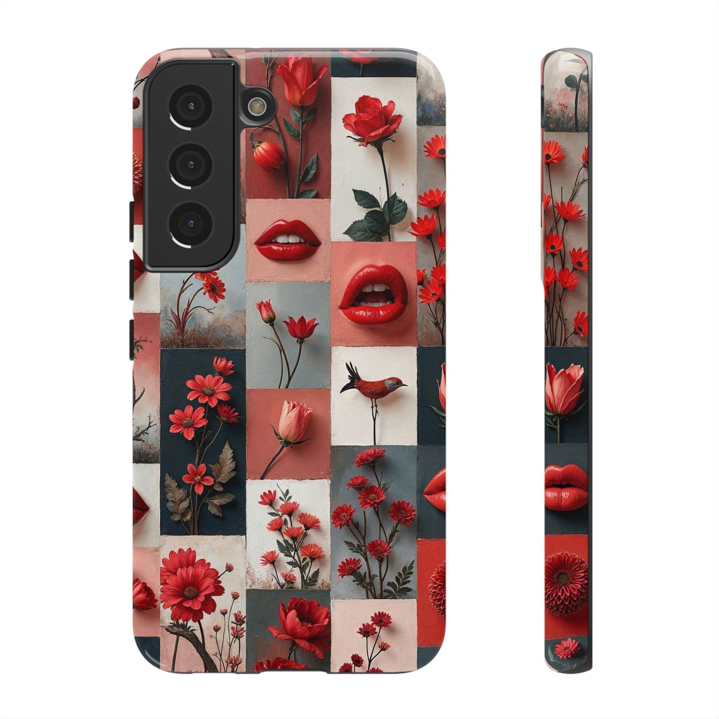 Red Flowers & Lips Collage Phone Case