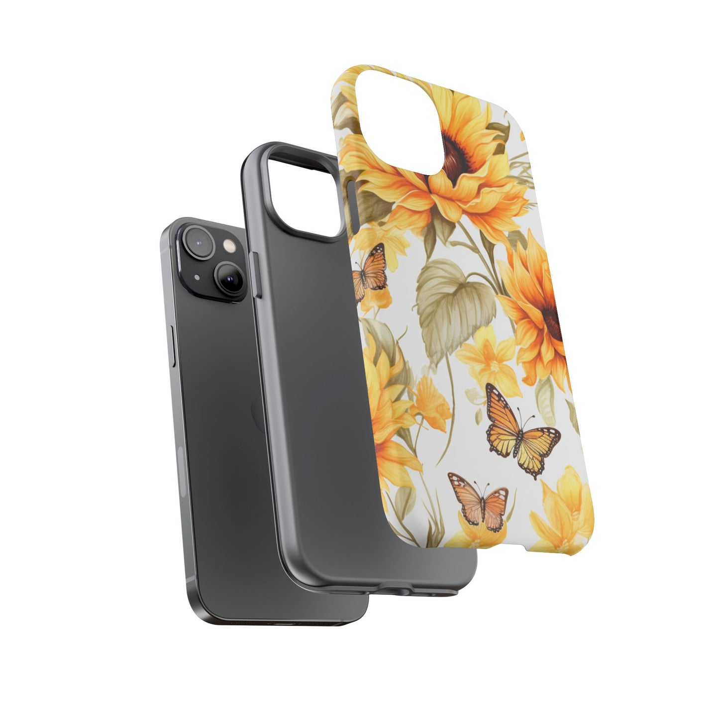 Golden Sunflower & Butterfly Phone Case – Warm & Elegant