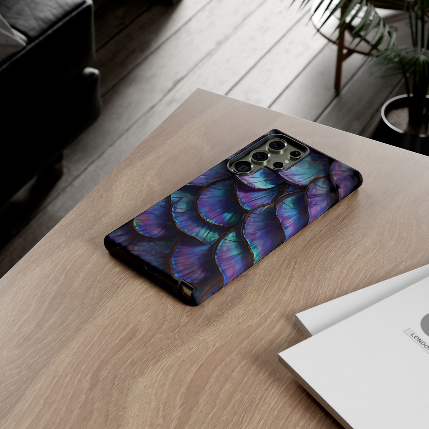 Abstract Macro Shot of Iridescent Butterfly Fish Scales Phone Case Design