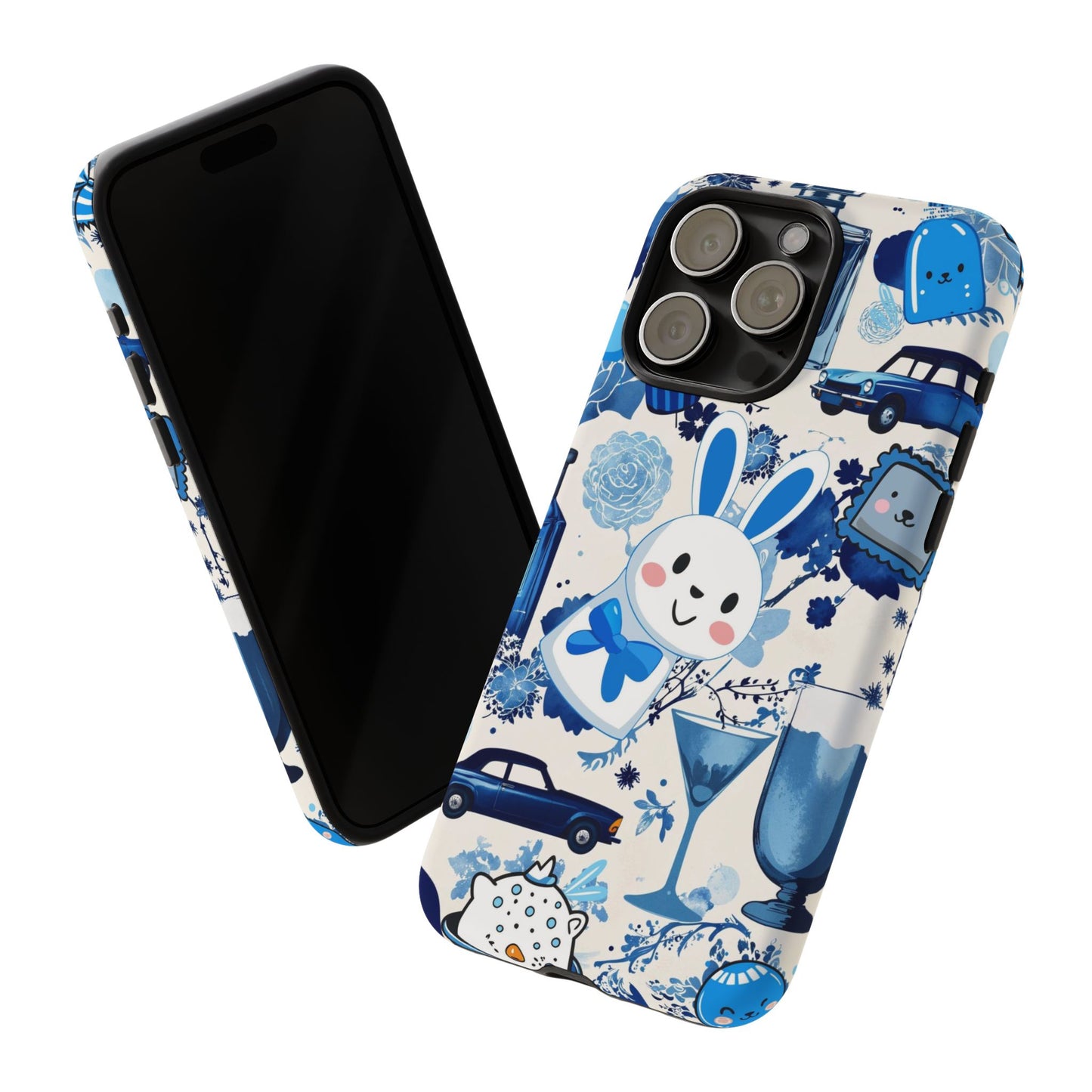Blue Bunny & Car Themed Phone Case