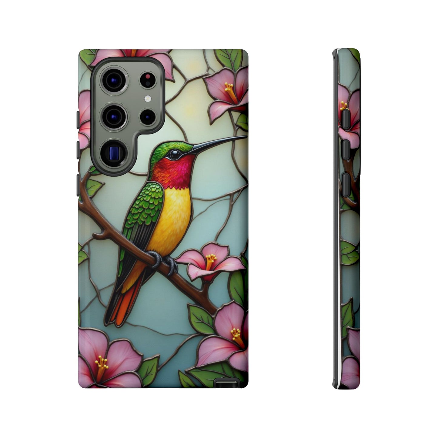 Elegant Hummingbird with Floral Mosaic | Artistic Nature Design