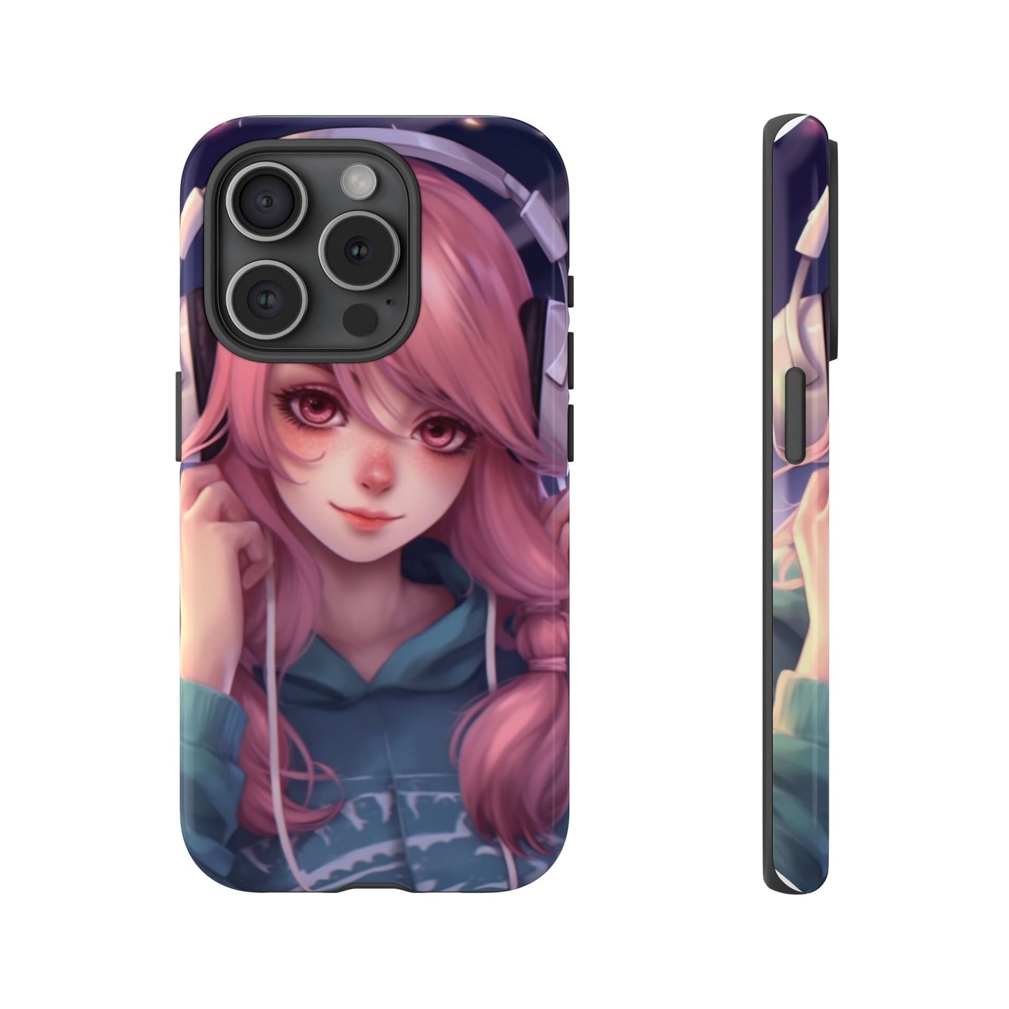 Anime Music Girl Phone Case - Cute Aesthetic Cover for iPhone, Samsung & Google Pixel, Girly Phone Case, Kawaii Lover Gift