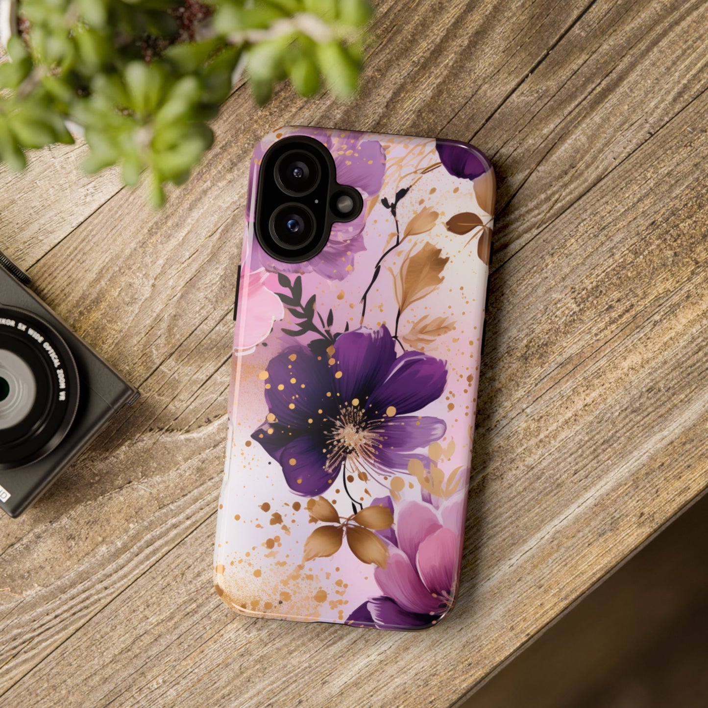 Luxury Purple & Gold Floral Aesthetic Mobile Case