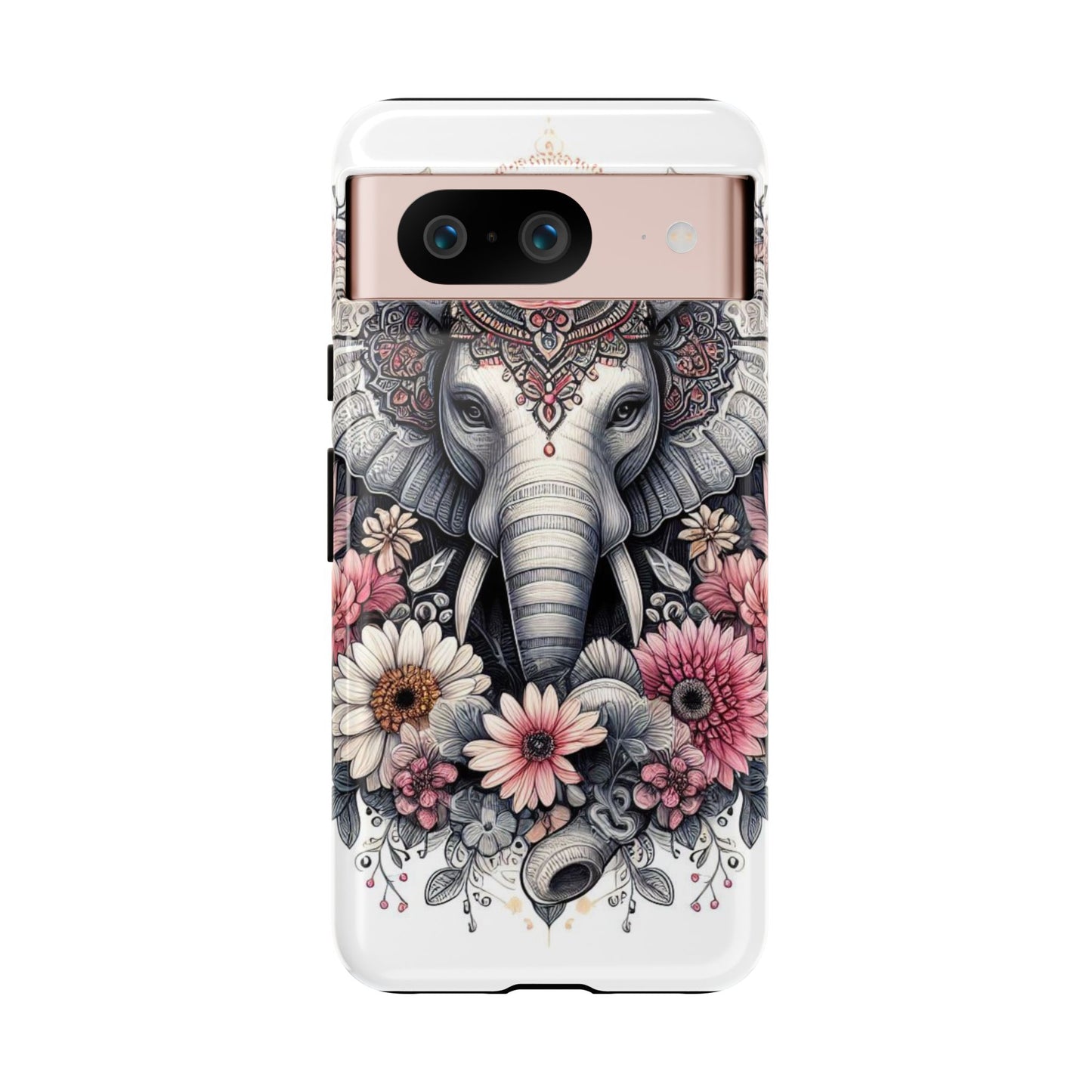 Royal Elephant Mandala Phone Case – Intricate Bohemian Floral Design