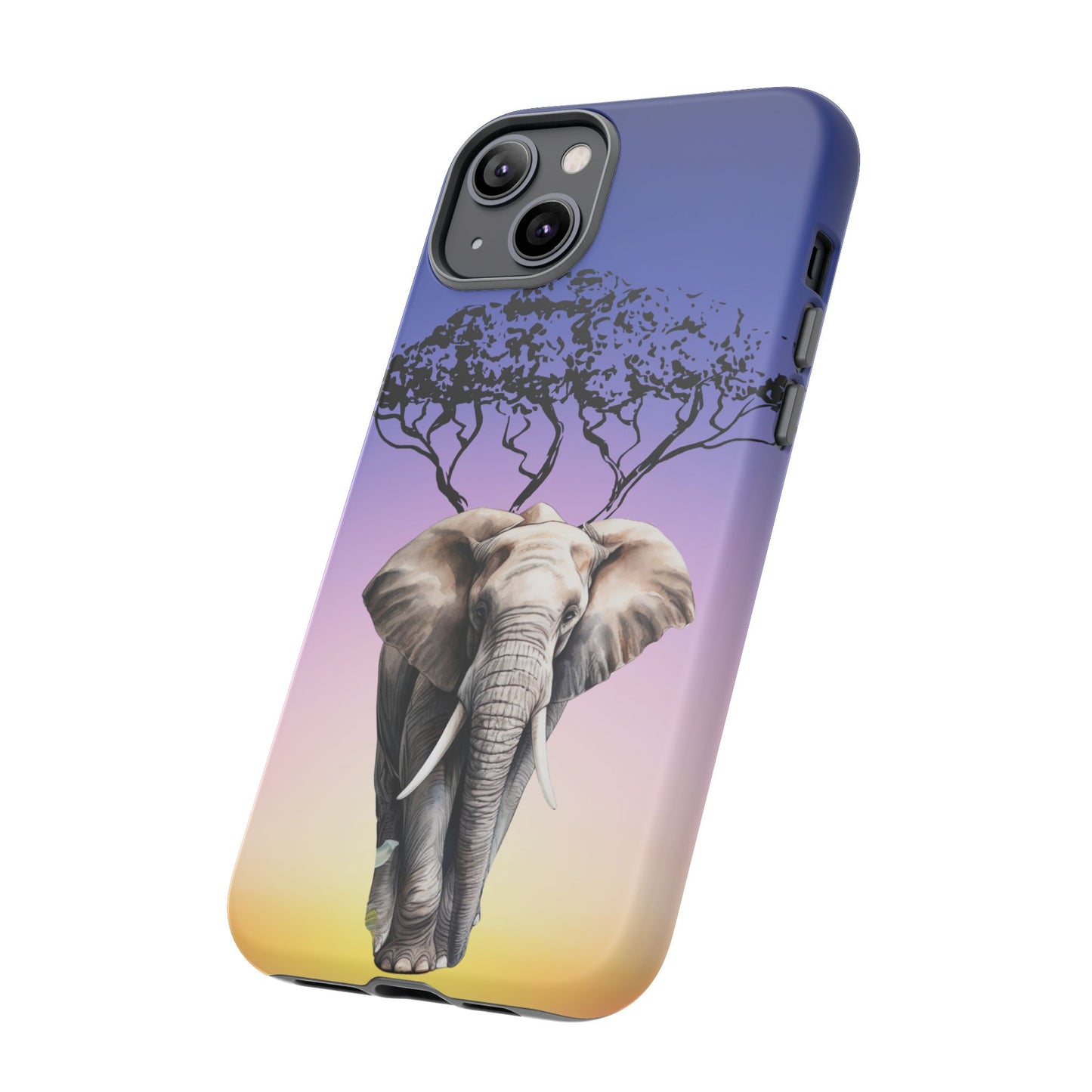 Surreal Elephant Tree Mobile Cover – Dreamy Sunset Fantasy
