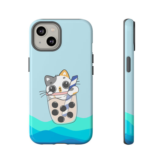 Kawaii Cat Bubble Tea Phone Case for iPhone, Google Pixel, Samsung