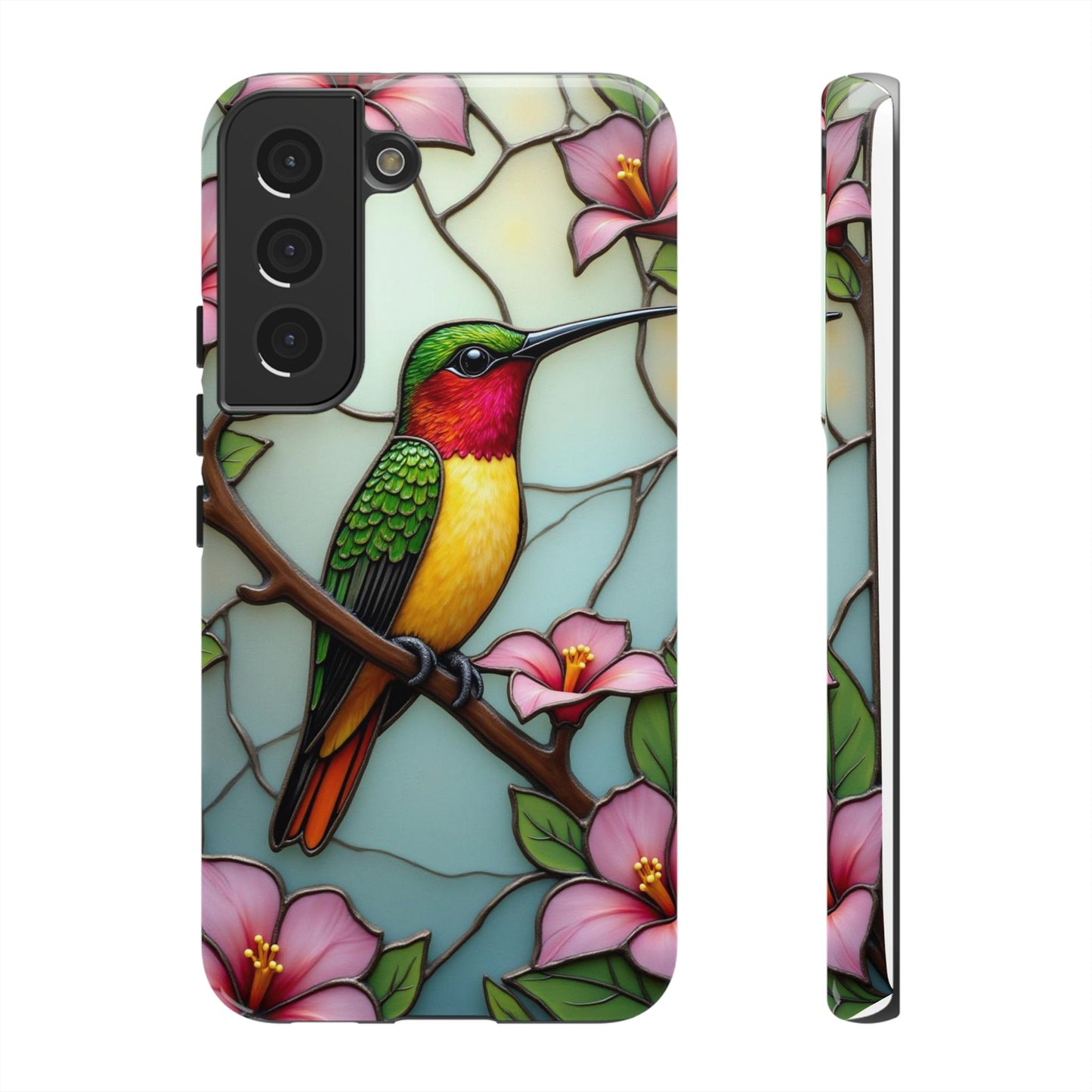 Elegant Hummingbird with Floral Mosaic | Artistic Nature Design