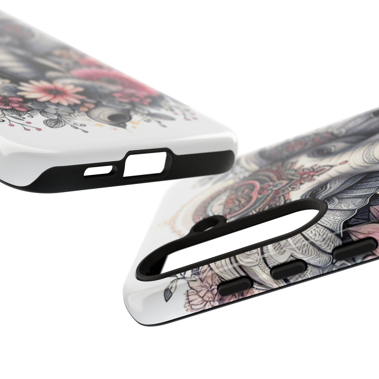 Royal Elephant Mandala Phone Case – Intricate Bohemian Floral Design