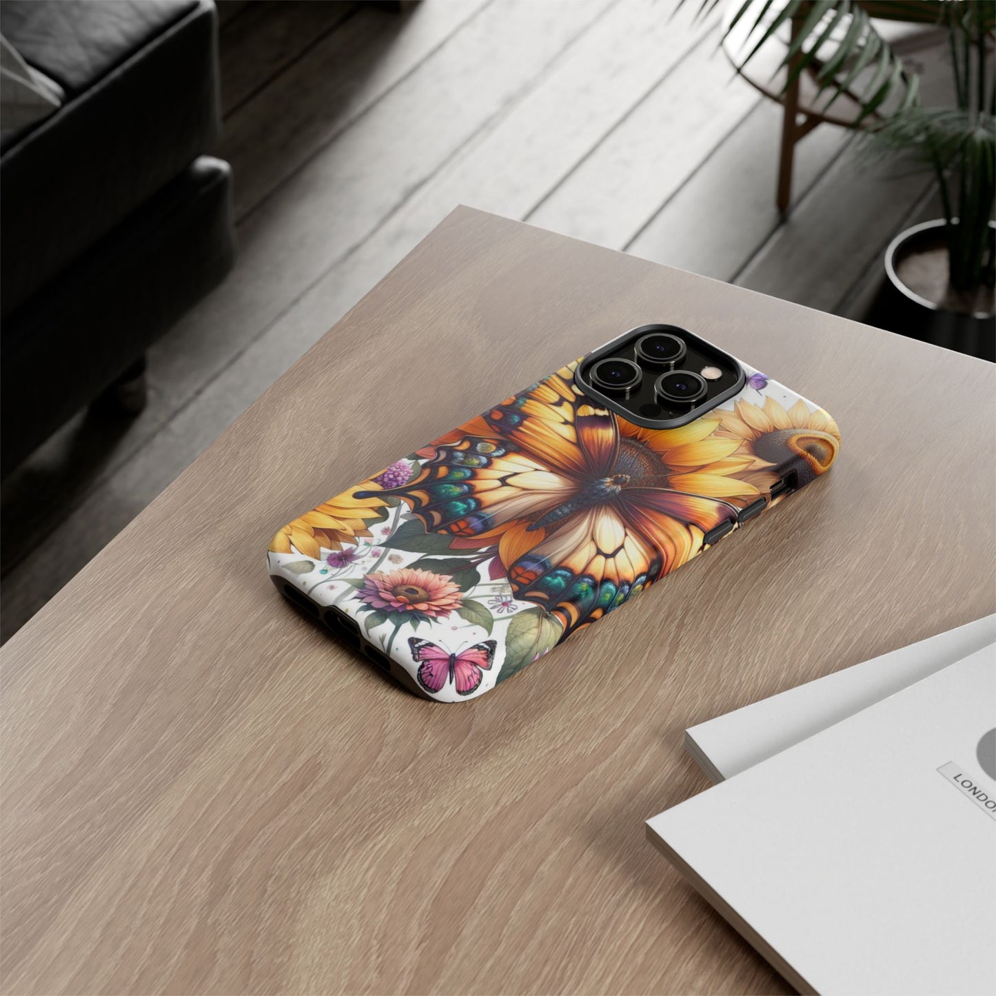 Golden Wings – Sunflower & Butterfly Wonderland Mobile Cover