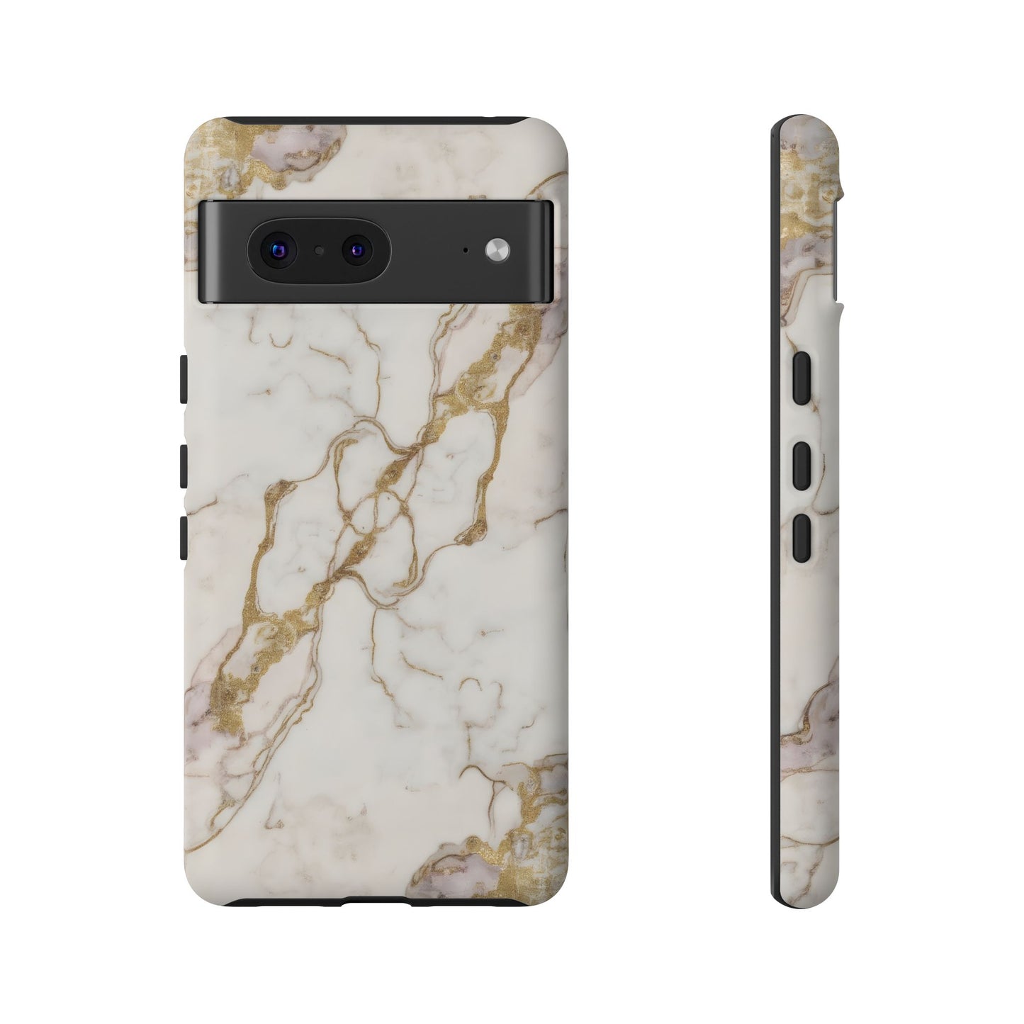 Elegant White and Gold Marble Case Design