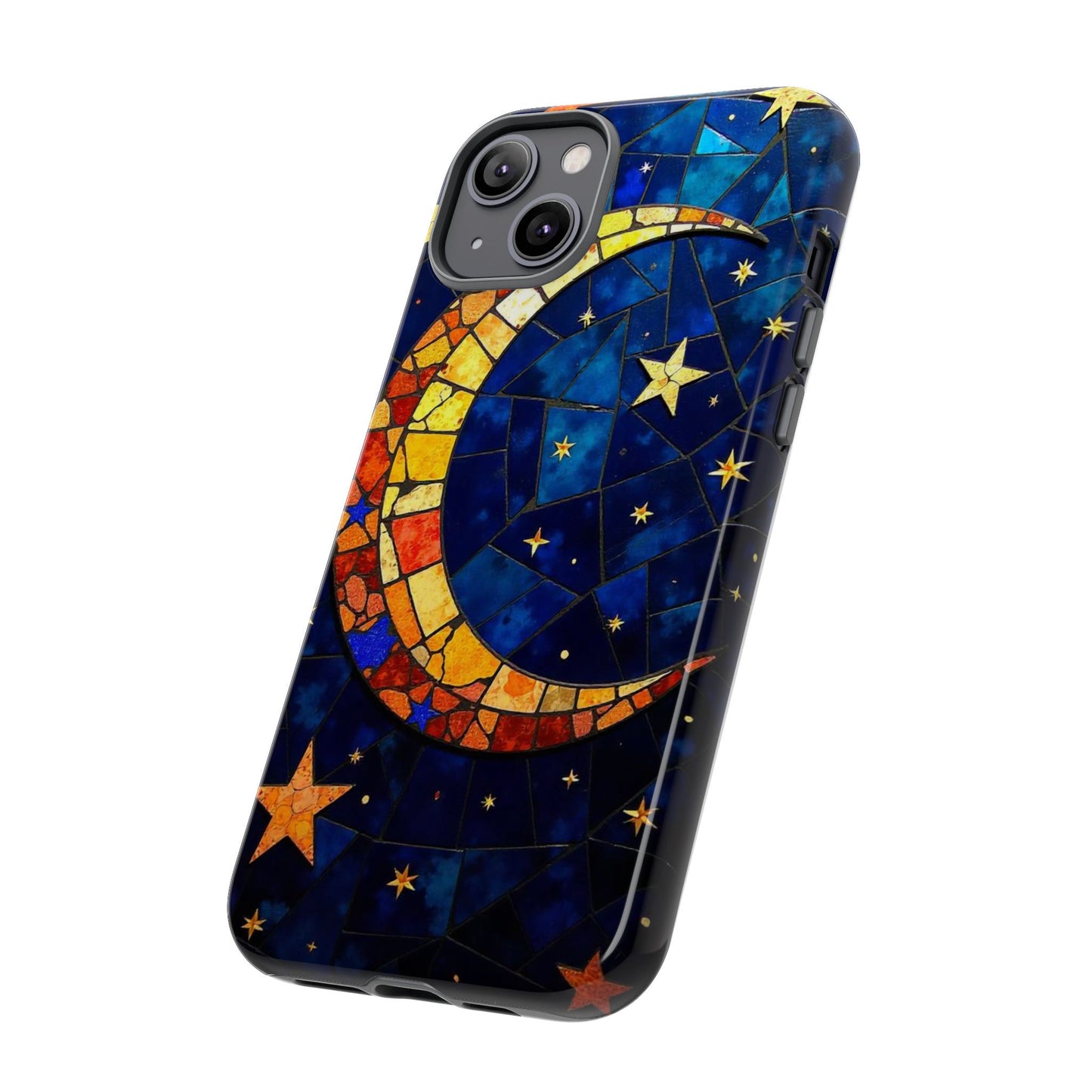 Celestial Crescent: Vibrant Moon and Stars Phone Case
