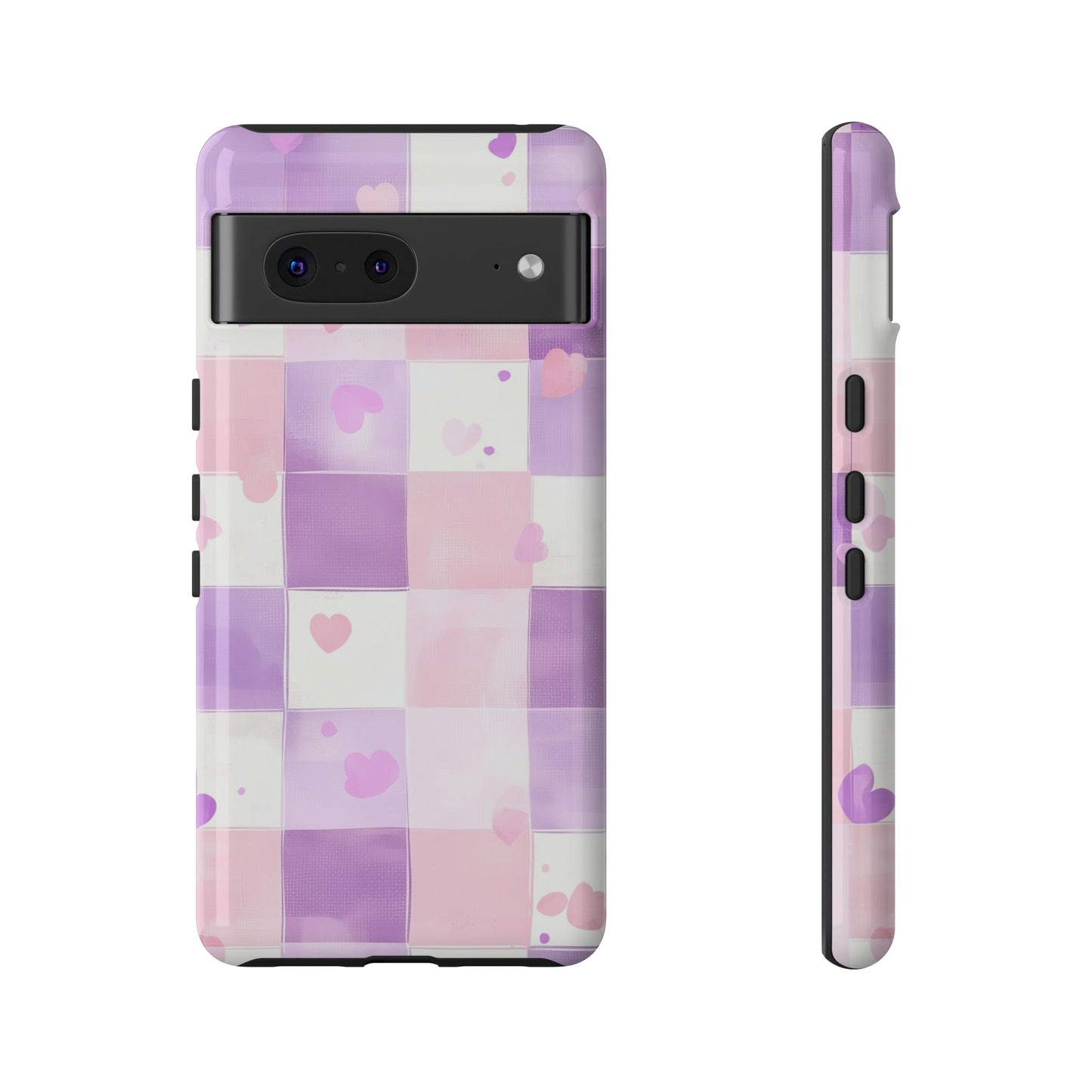 Kawaii Heart Gingham Phone Case for iPhone, Samsung, Google Pixel