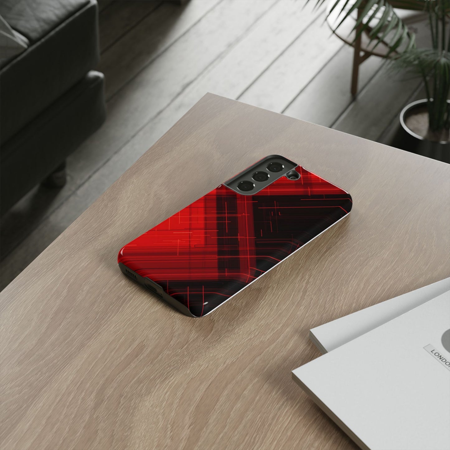 Abstract Red and Black Geometric Pattern