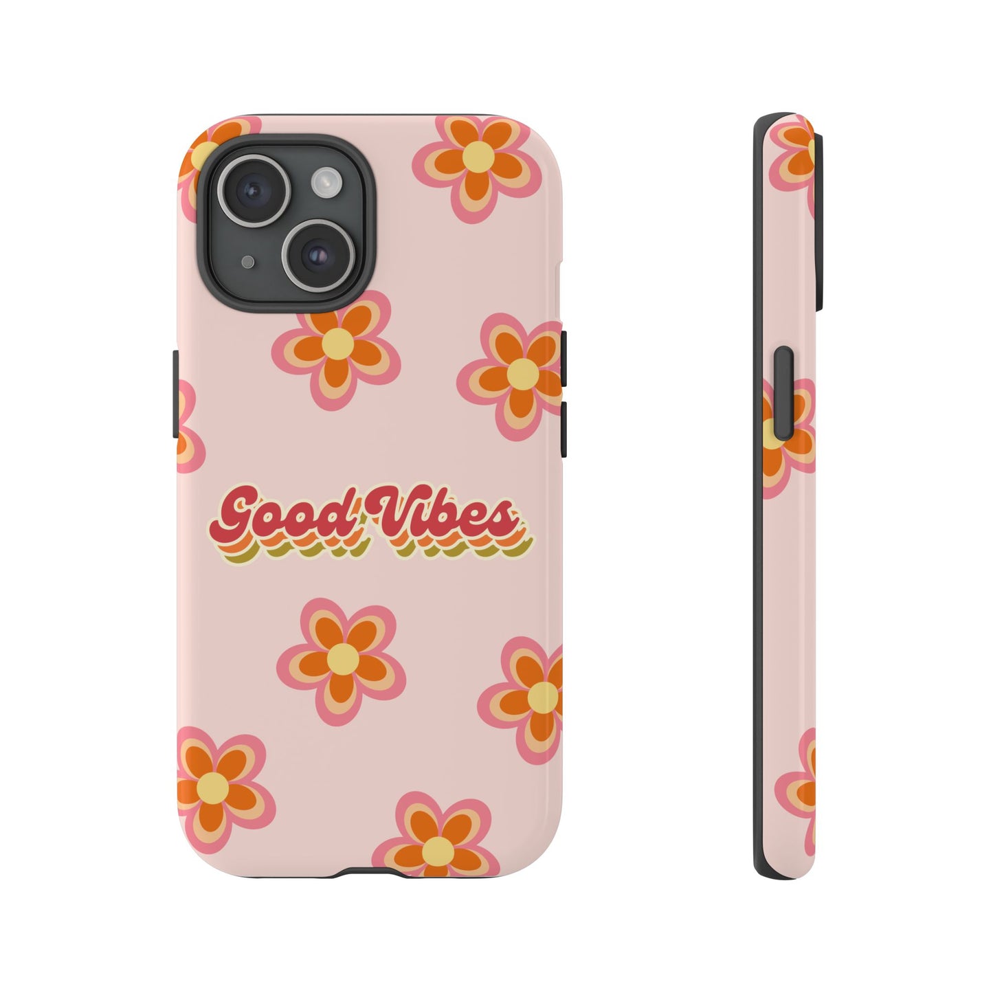 Retro Floral "Good Vibes" Phone Case β Vintage Aesthetic for iPhone, Samsung & Google Pixel