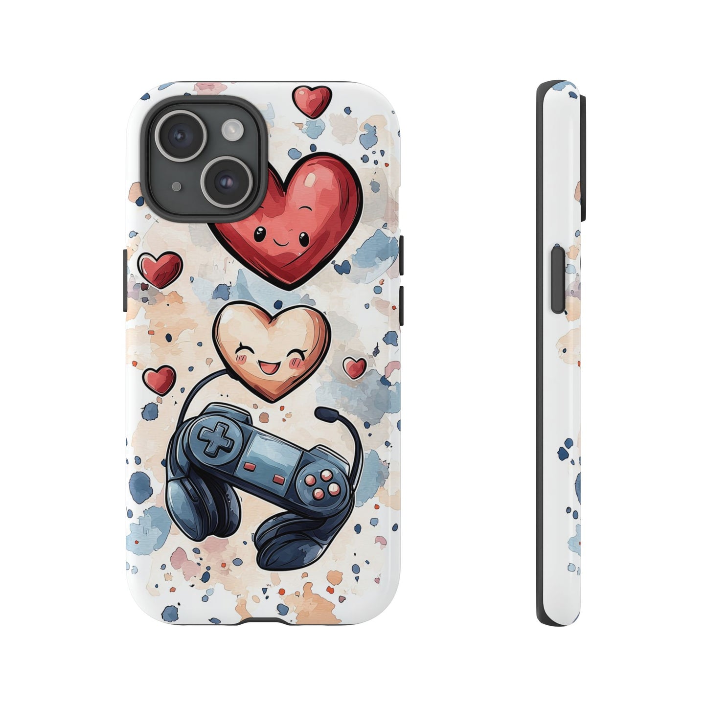 Gaming Love: Kawaii Hearts Anime Phone Case for iPhone, Samsung, Google Pixel